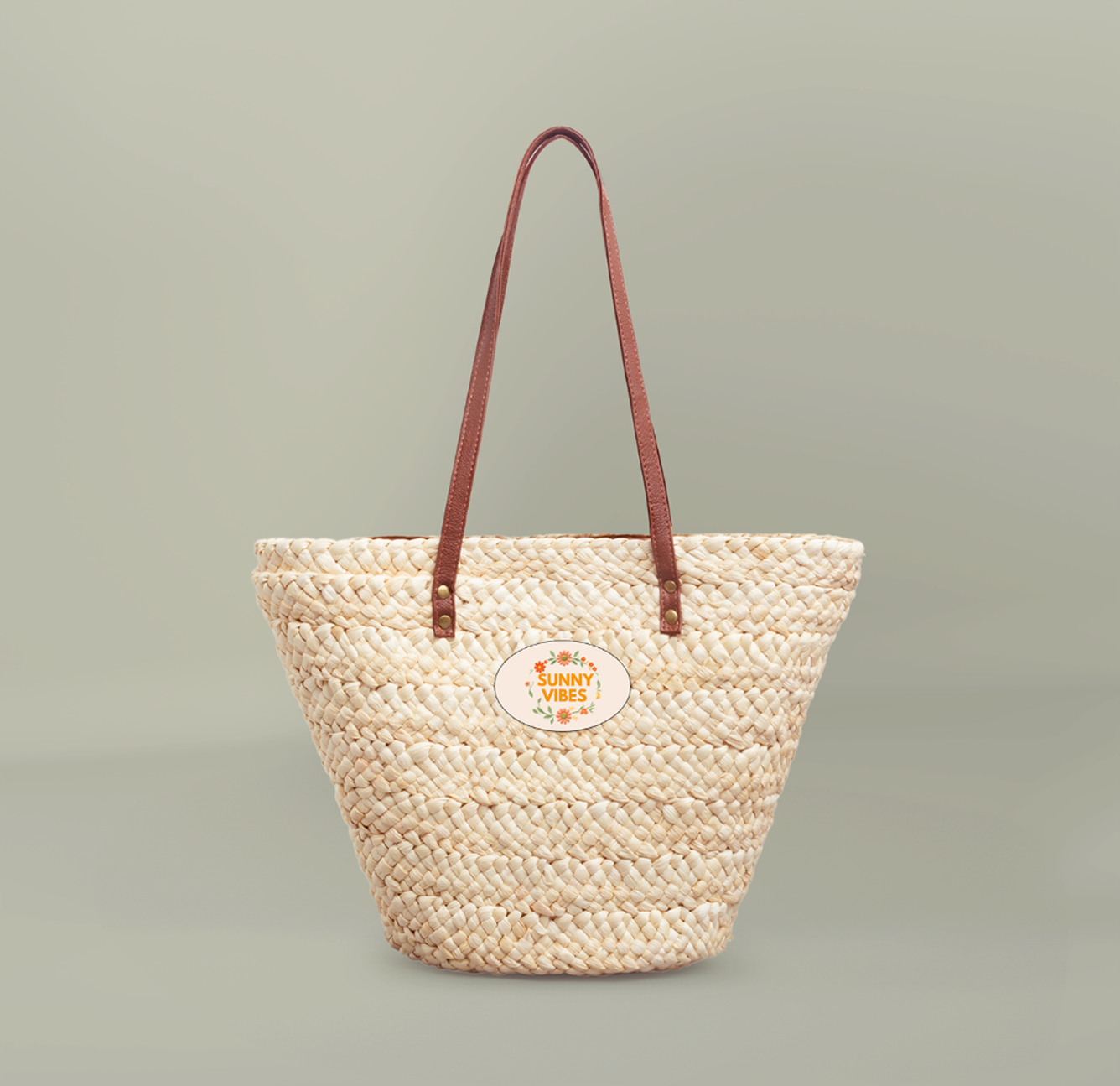 Summer Straw Tote Bag — Woven Beach Tote with Floral Graphic - Trending Novelties & Gifts