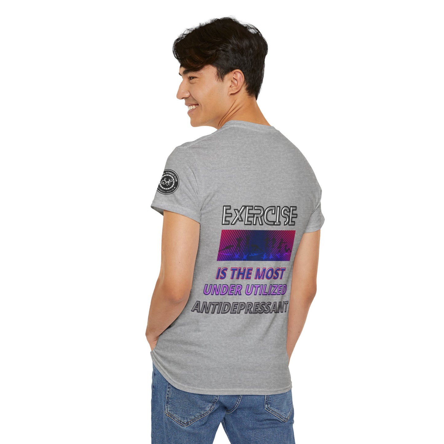 Fitness Quotes Tee - "Exercise is an Under Utilized Antidepressant". FQT