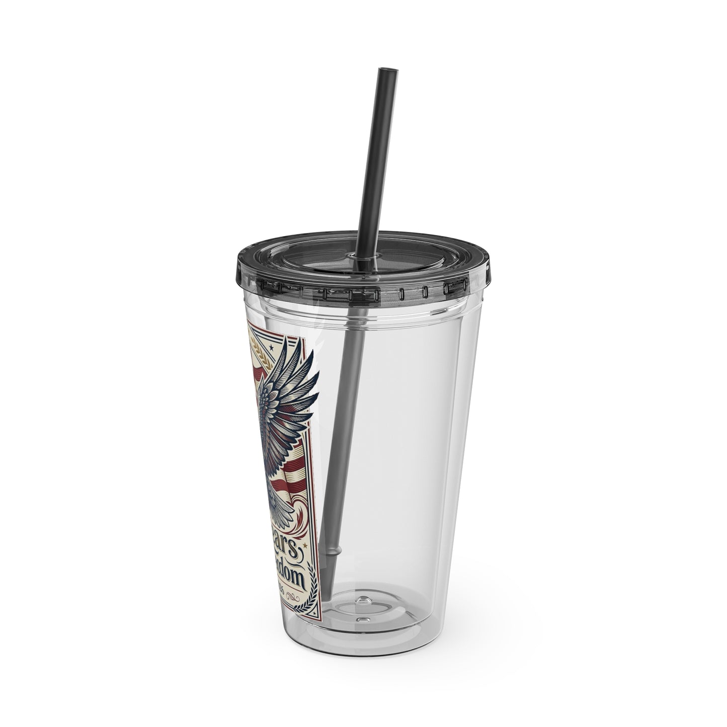 USA 250th ANNIVERSARY - Patriotic Eagle Tumbler 16oz – "250 Years of Freedom" USA Flag Straw Cup - Trending Novelties & Gifts