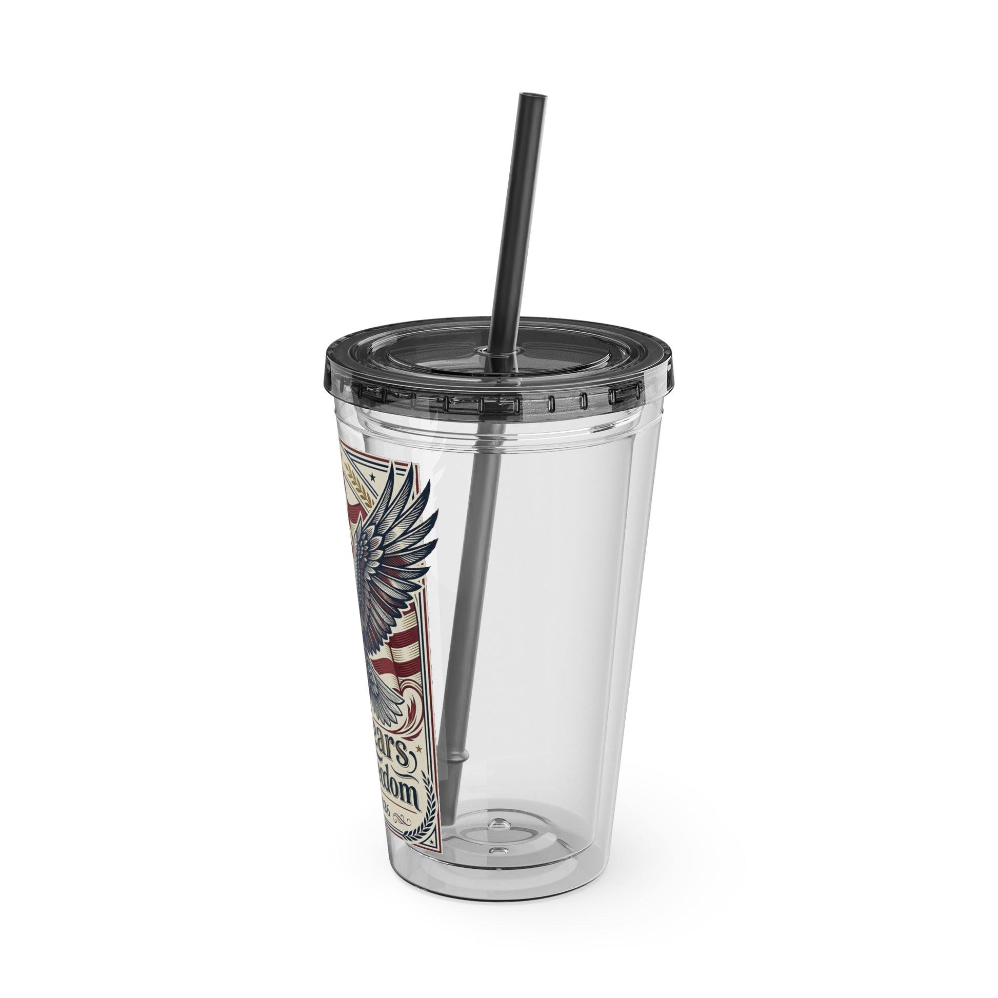 USA 250th ANNIVERSARY - Patriotic Eagle Tumbler 16oz – "250 Years of Freedom" USA Flag Straw Cup - Trending Novelties & Gifts