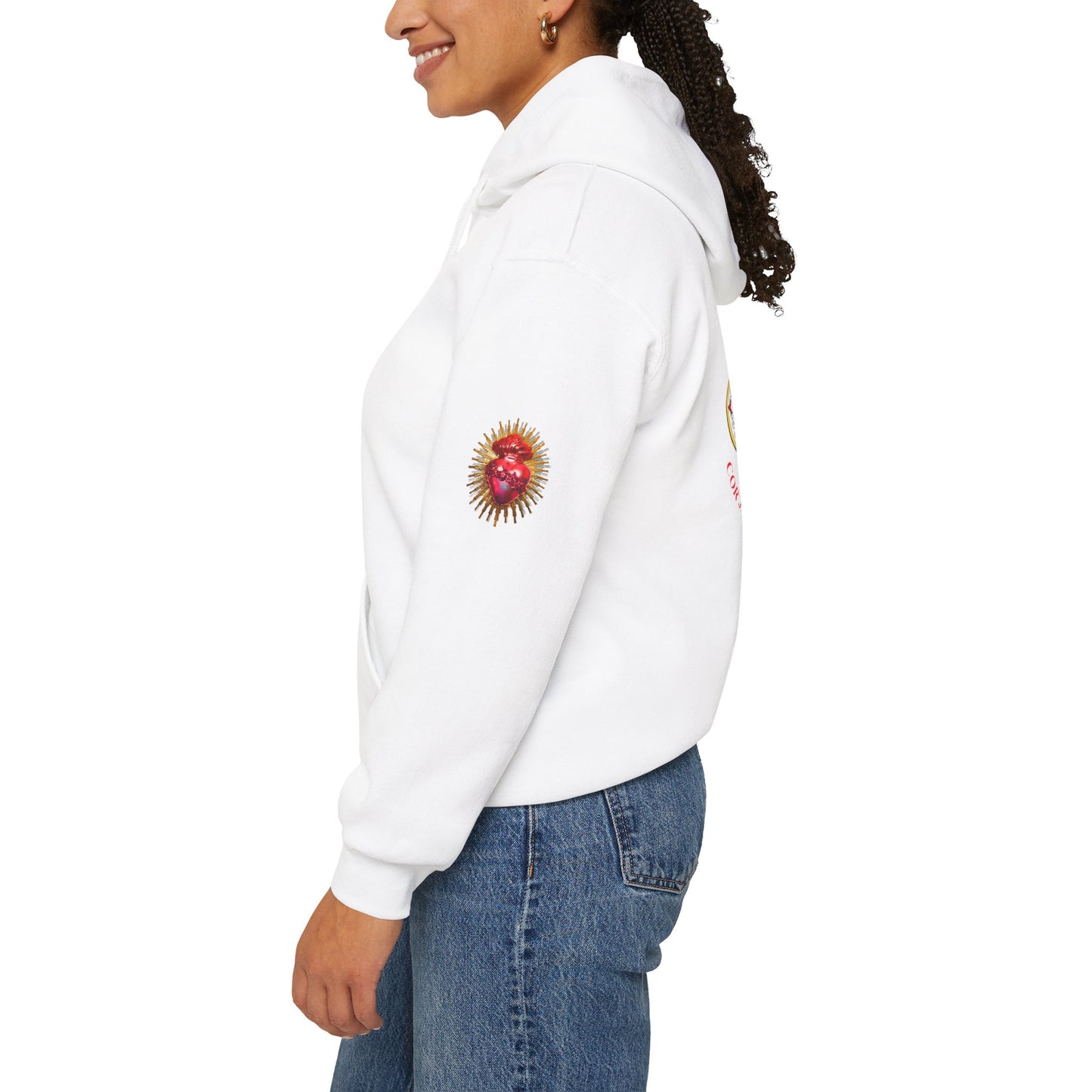 Sacred Heart Rose Hoodie — Spiritual Heart Graphic Sweatshirt (CT)