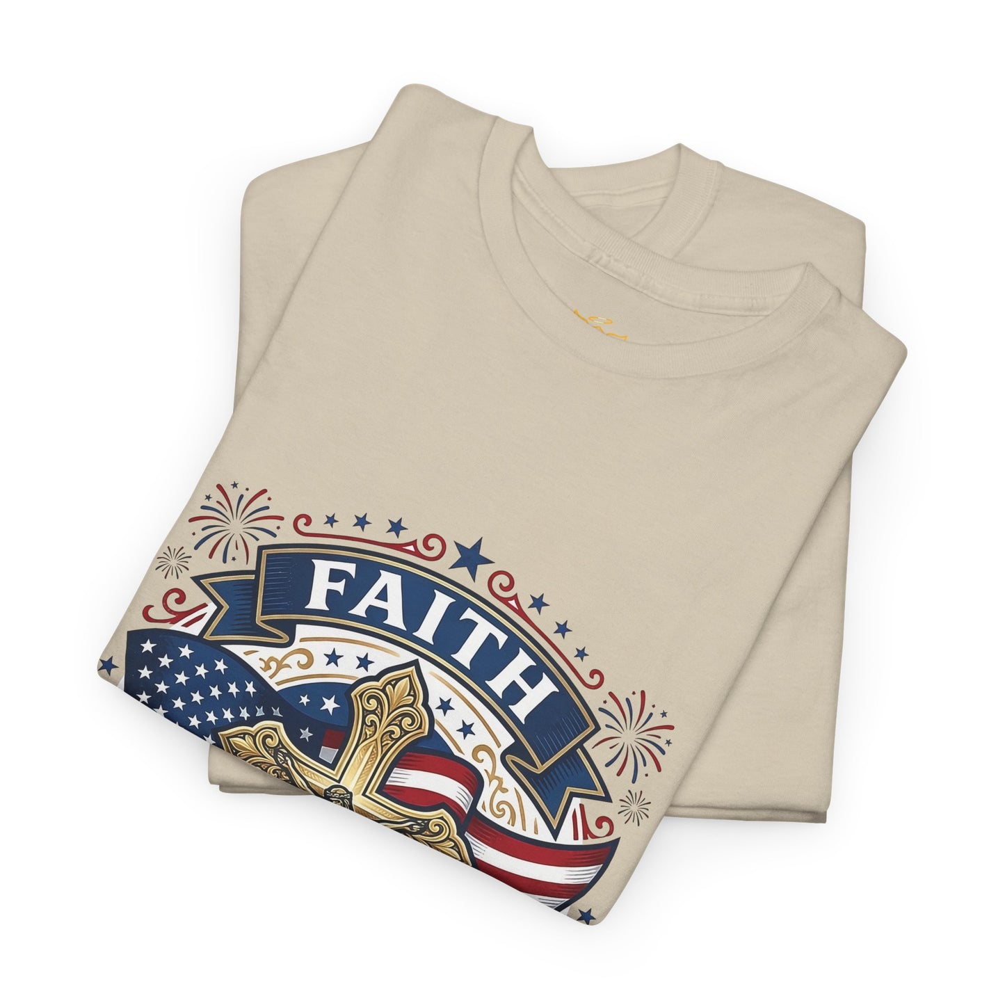 Catholic Faith, Family & Freedom T‑Shirt — Patriotic Cross American Flag Tee (USA 250th)