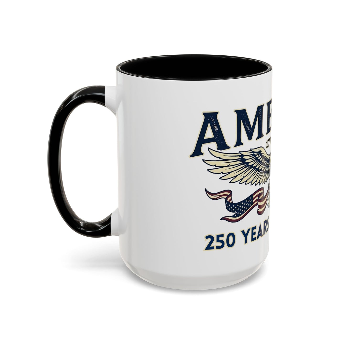 USA 250th ANNIVERSARY Accent Mug  | America  Eagle Coffee Mug — 250 Years of Freedom Accent Mug (11/15oz) - Trending Novelties & Gifts