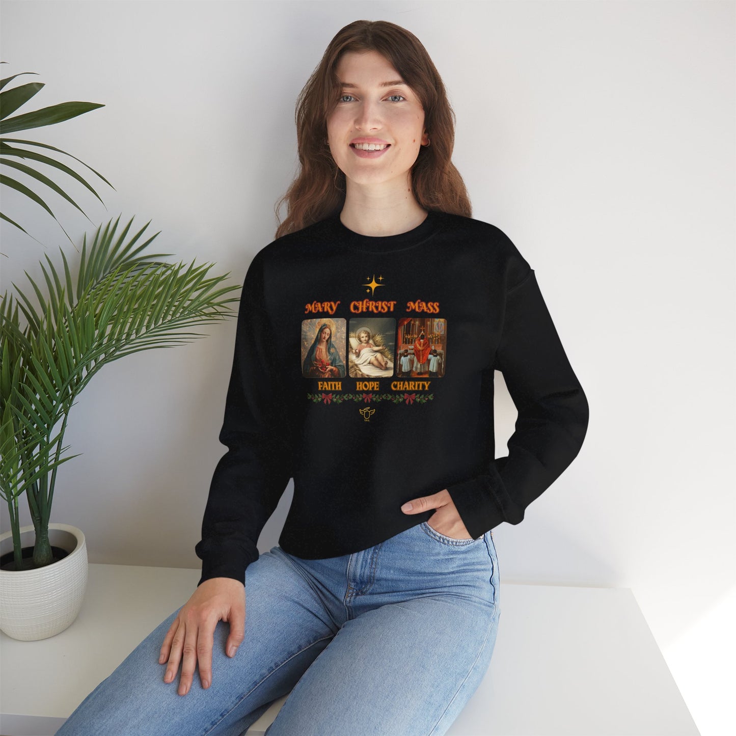 Christmas Crewneck Sweatshirt - Catholic Holiday Design (CT)