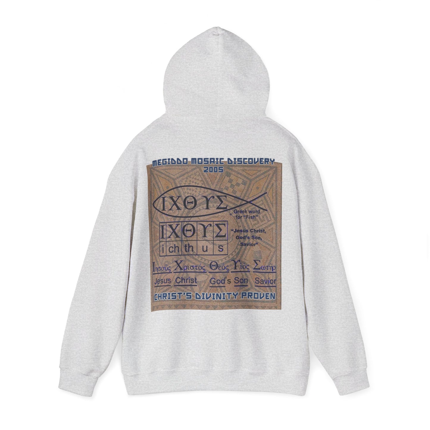 Megiddo Mosaic Souvenir Unisex Hoodie - Catholic Faith Souvenir Hoodie, Christian Vintage Hoodie, MMD.