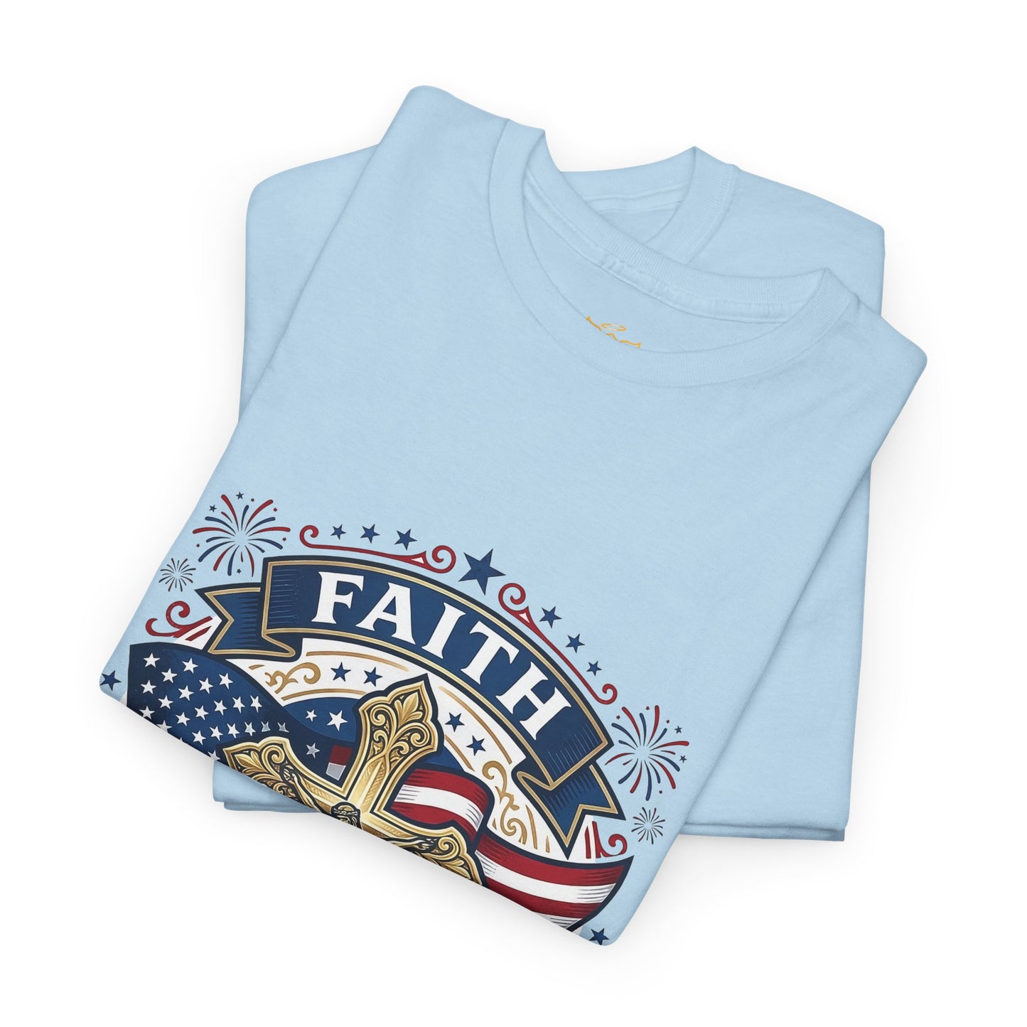 Catholic Faith, Family & Freedom T‑Shirt — Patriotic Cross American Flag Tee (USA 250th)
