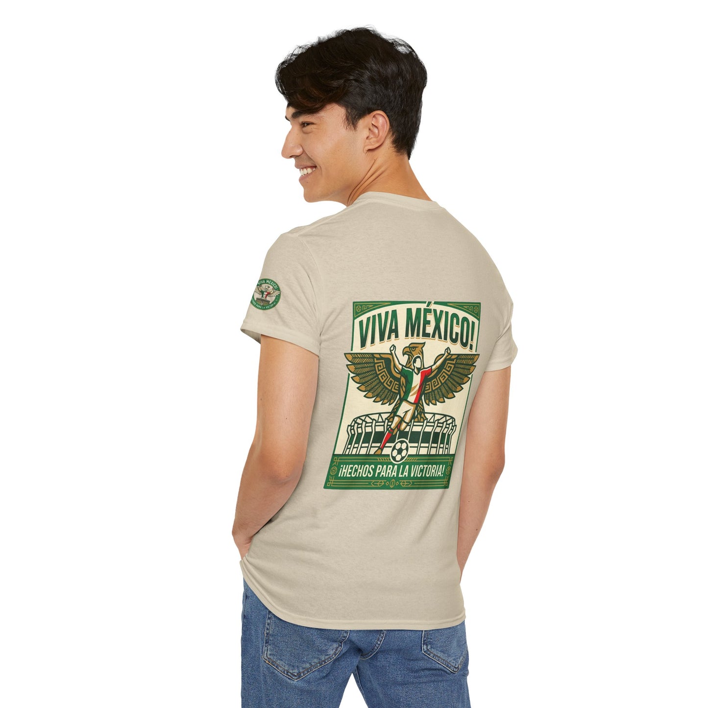 Viva México Soccer Tee — Patriotic Mexican Eagle Design (Hechos Para la Victoria)