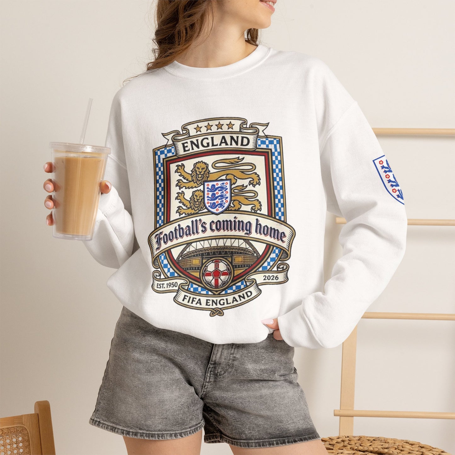 England's Soccer Fans' Crewneck Sweatshirt - "Football's Coming Home"
