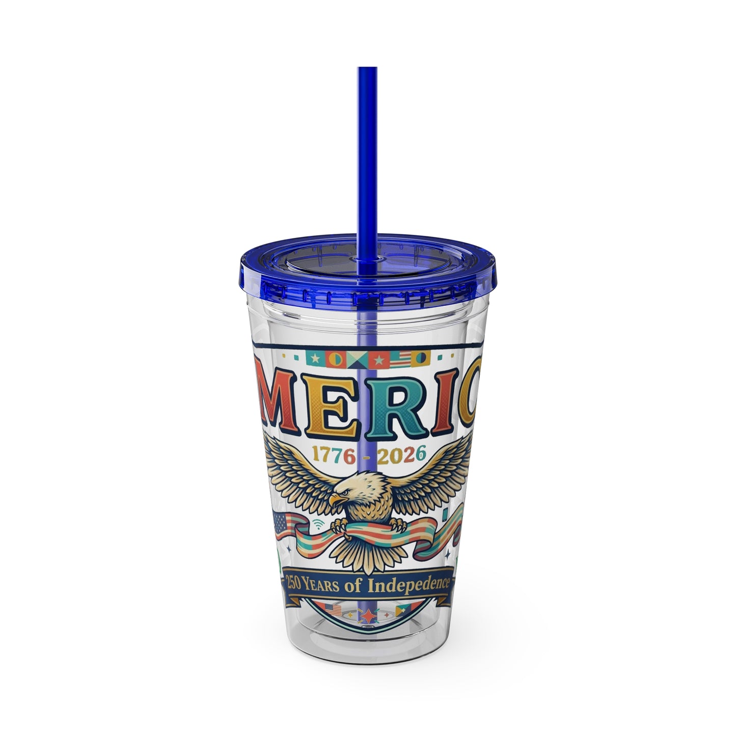America 250 Years Eagle Tumbler with Straw |  USA 250th ANNIVERSARY Commemorative Drink Cup - Trending Novelties & Gifts