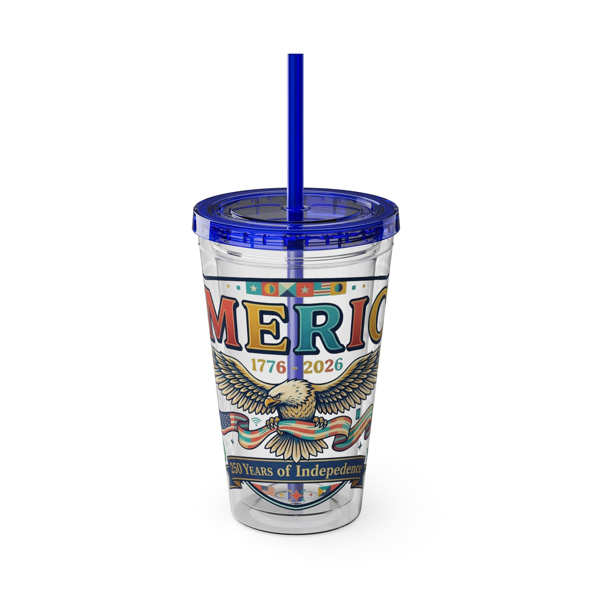 America 250 Years Eagle Tumbler with Straw |  USA 250th ANNIVERSARY Commemorative Drink Cup - Trending Novelties & Gifts