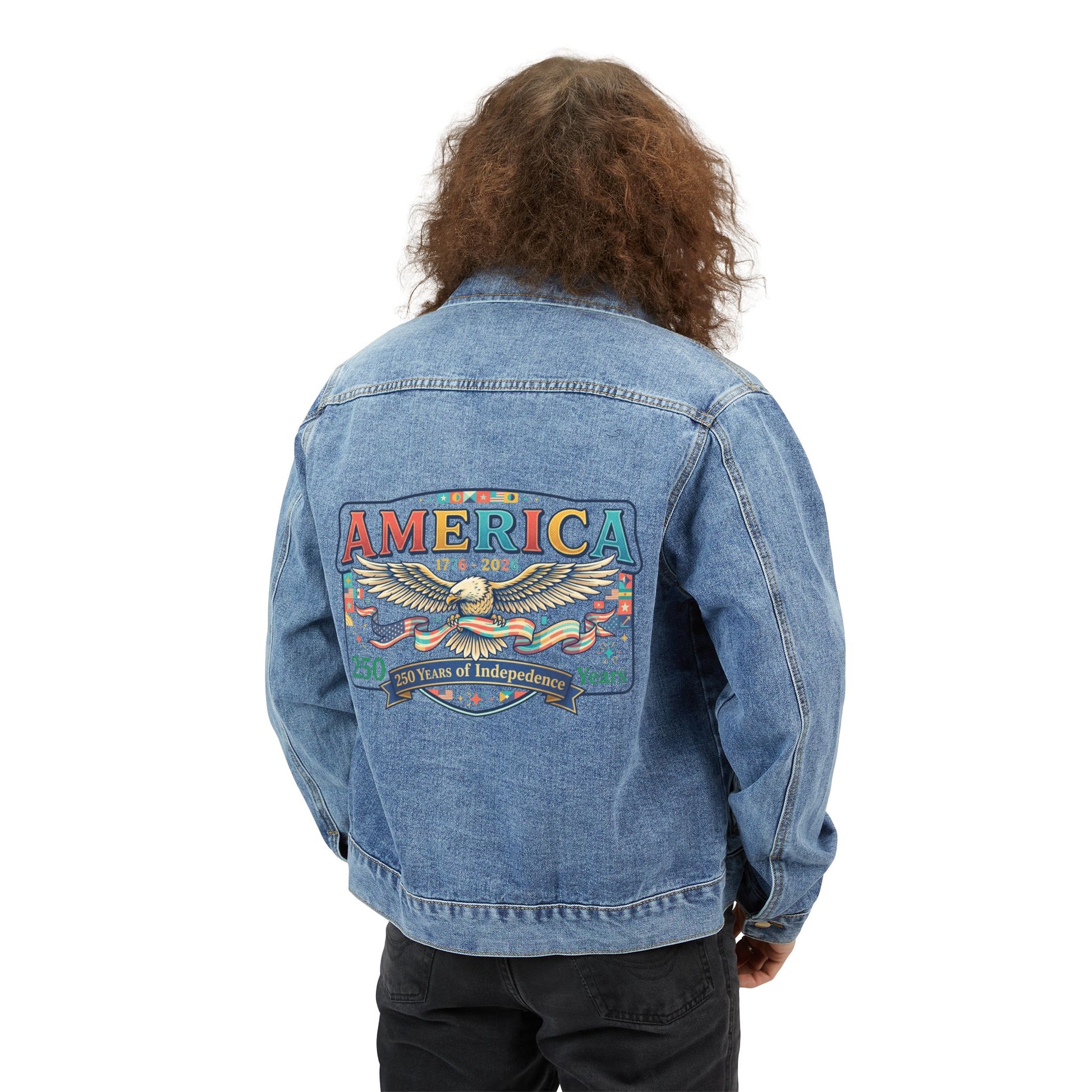 USA 250th ANNIVERSARY Men's Denim Jacket | Vintage America's  250 Years ANNIVERSARY Eagle Patch Jacket - Trending Novelties & Gifts