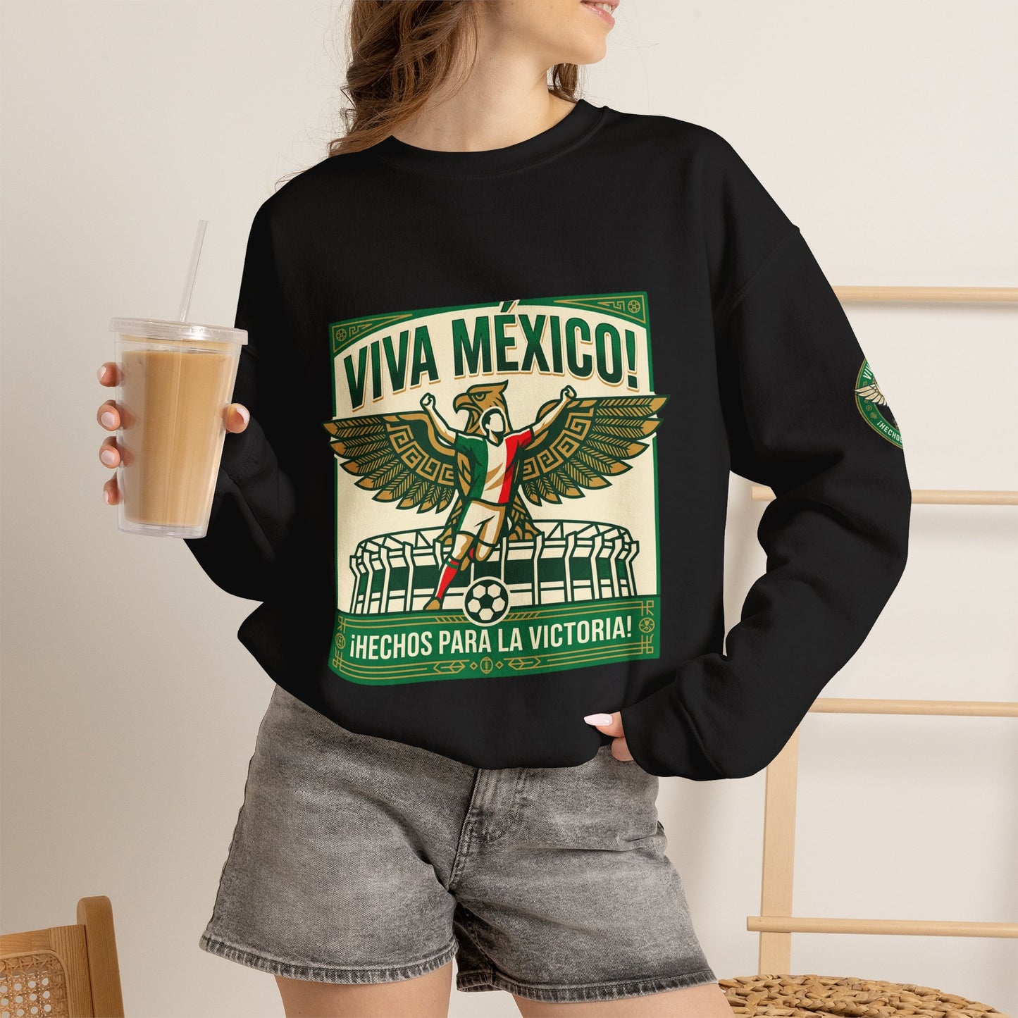 Viva México Soccer Crewneck Sweatshirt — "Hechos Para La Victoria" Soccer Fan Pullover