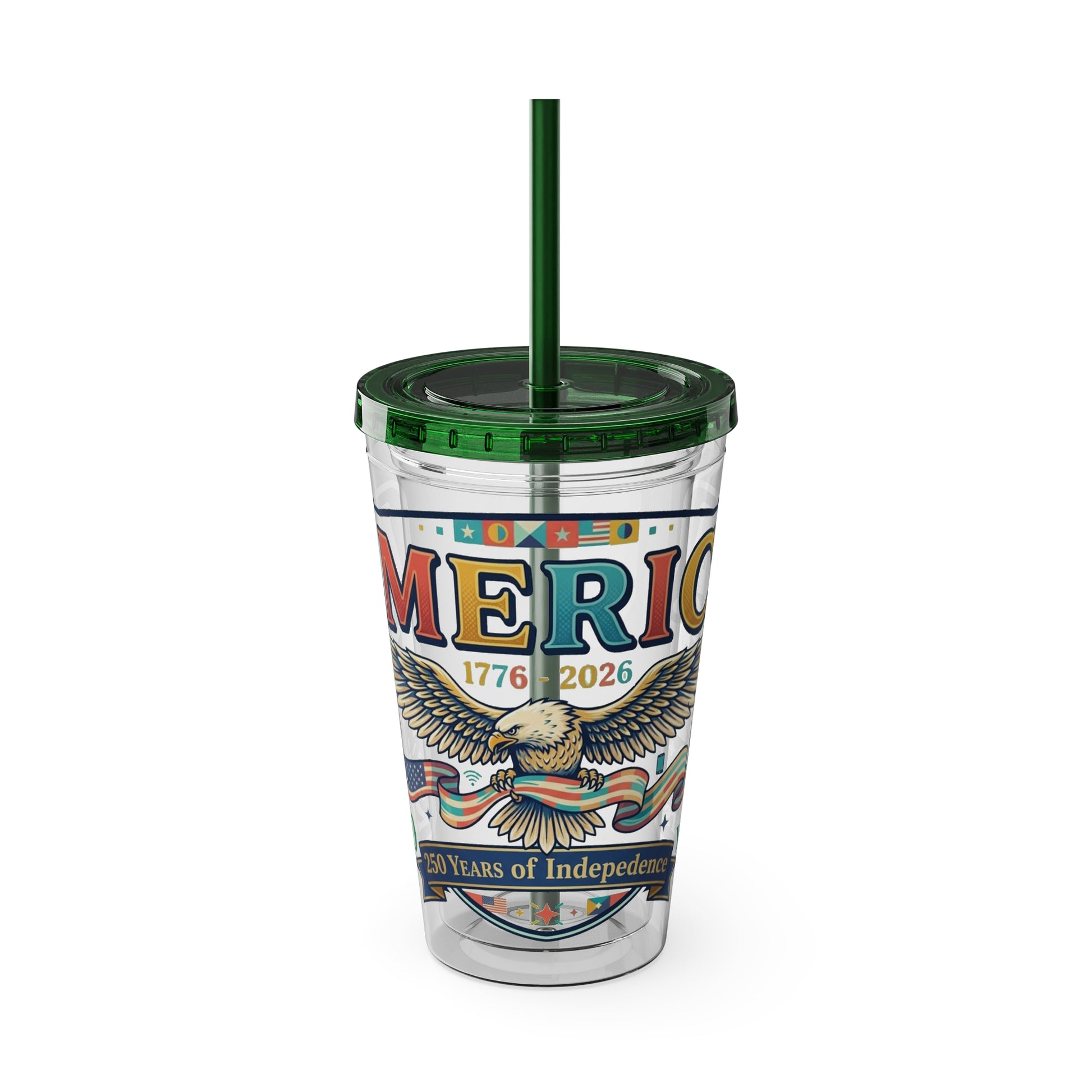 America 250 Years Eagle Tumbler with Straw |  USA 250th ANNIVERSARY Commemorative Drink Cup - Trending Novelties & Gifts