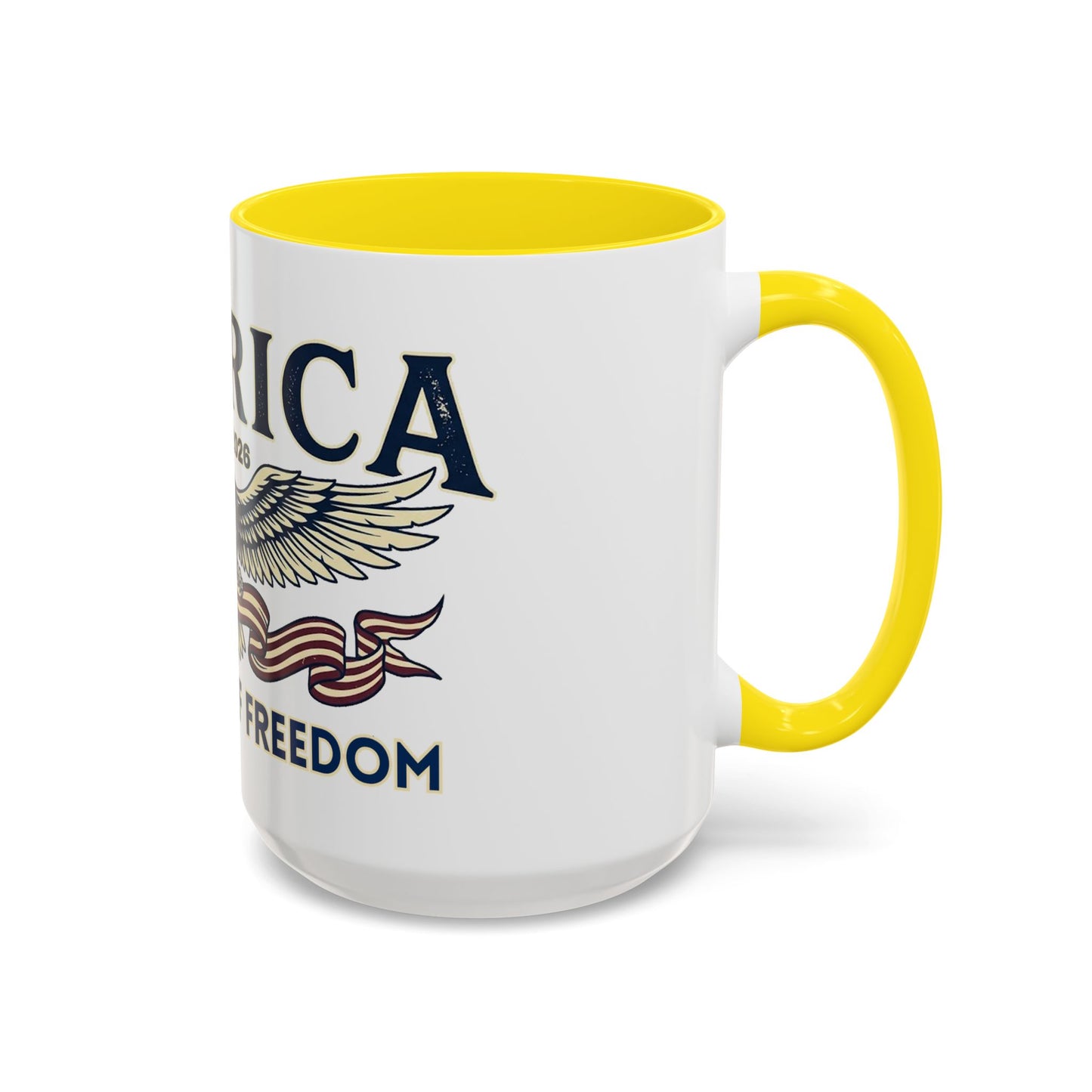USA 250th ANNIVERSARY Accent Mug  | America  Eagle Coffee Mug — 250 Years of Freedom Accent Mug (11/15oz) - Trending Novelties & Gifts