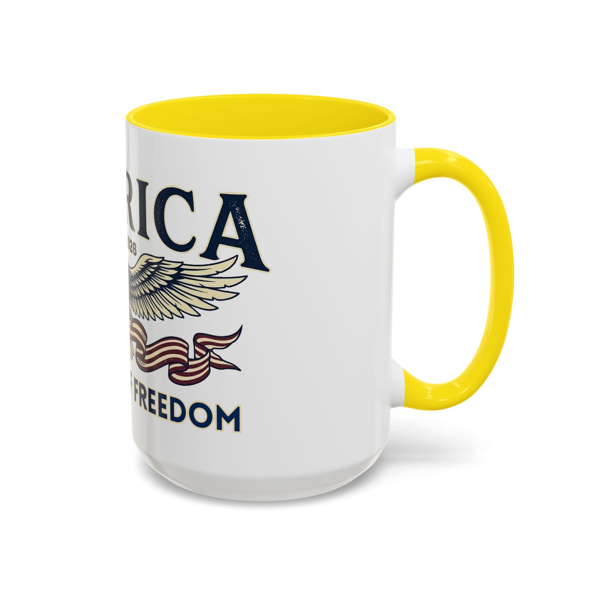 USA 250th ANNIVERSARY Accent Mug  | America  Eagle Coffee Mug — 250 Years of Freedom Accent Mug (11/15oz) - Trending Novelties & Gifts