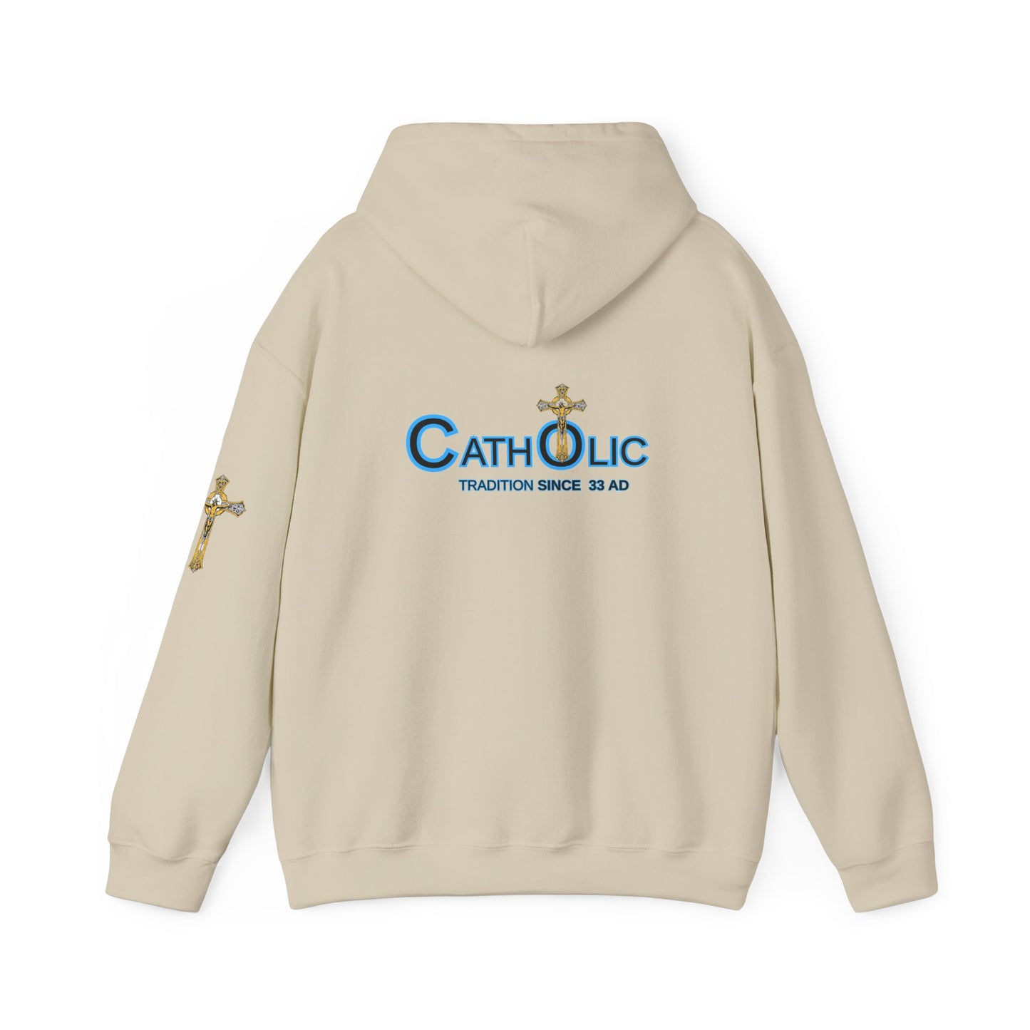 Catholic Hoodie - "Catholic: Tradition Since 33 AD" Pullover with Cross Accent (CT)