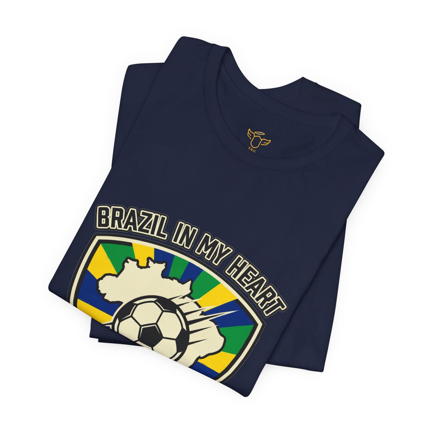 Brazil in My Heart Soccer Crest Tee | country pride, retro soccer - Trending Novelties & Gifts