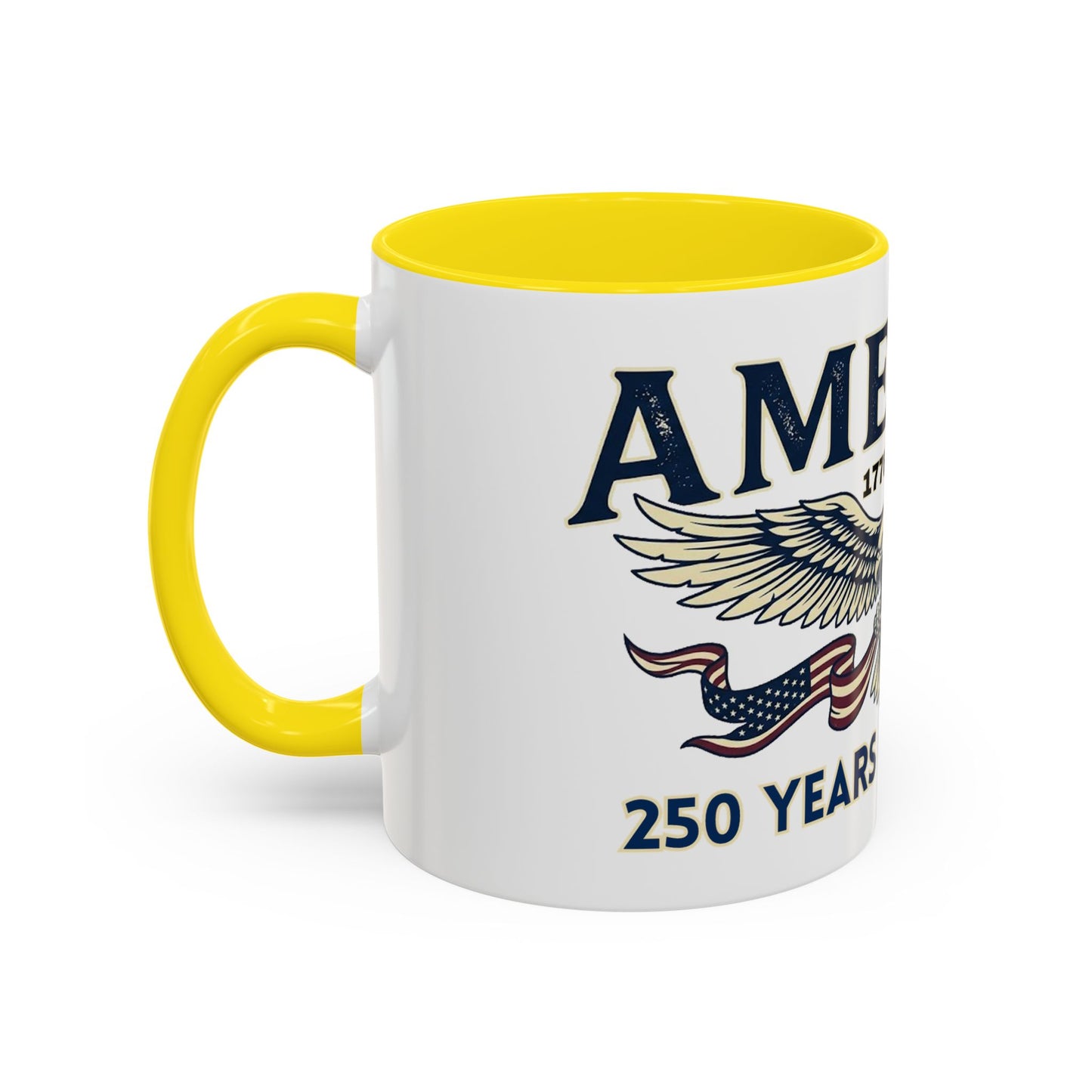 USA 250th ANNIVERSARY Accent Mug  | America  Eagle Coffee Mug — 250 Years of Freedom Accent Mug (11/15oz) - Trending Novelties & Gifts