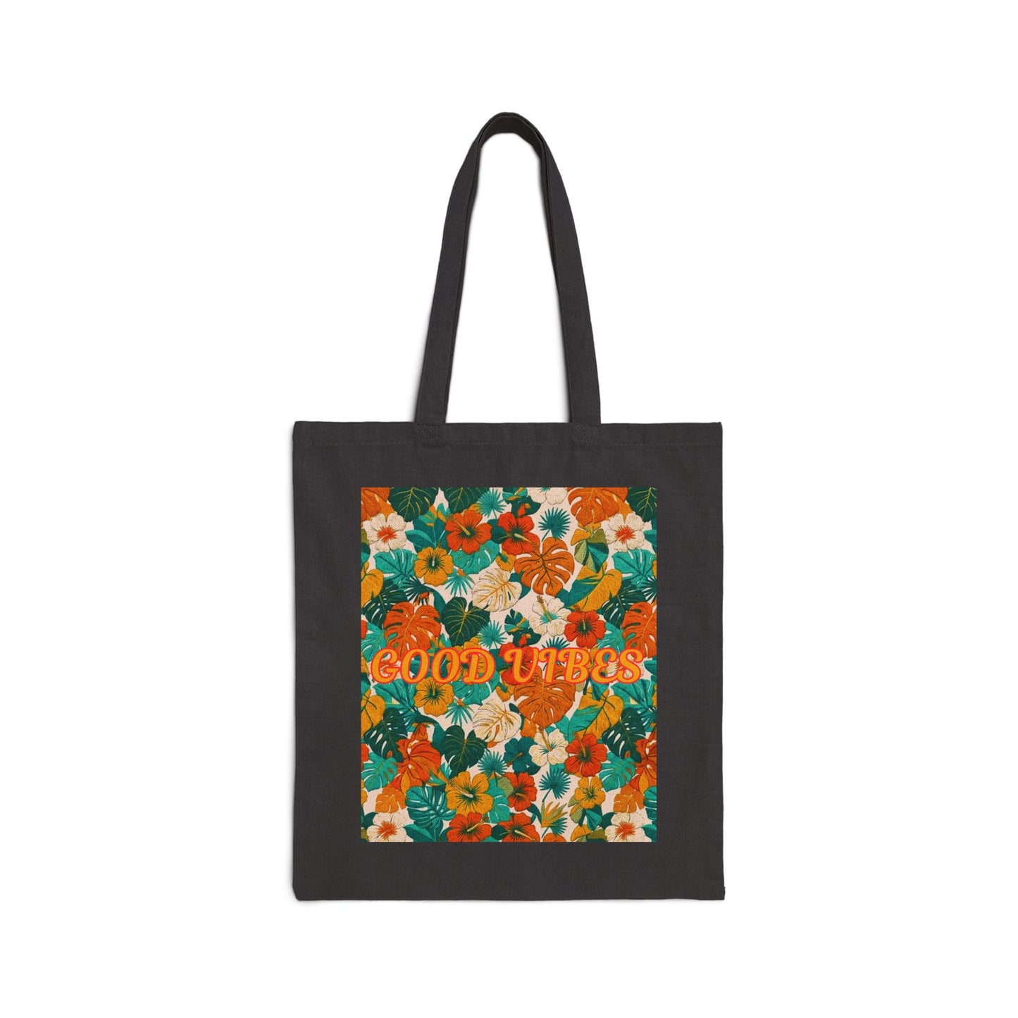 Summer Tote Bag — 'Good Vibes' Retro Floral Canvas Tote - Trending Novelties & Gifts