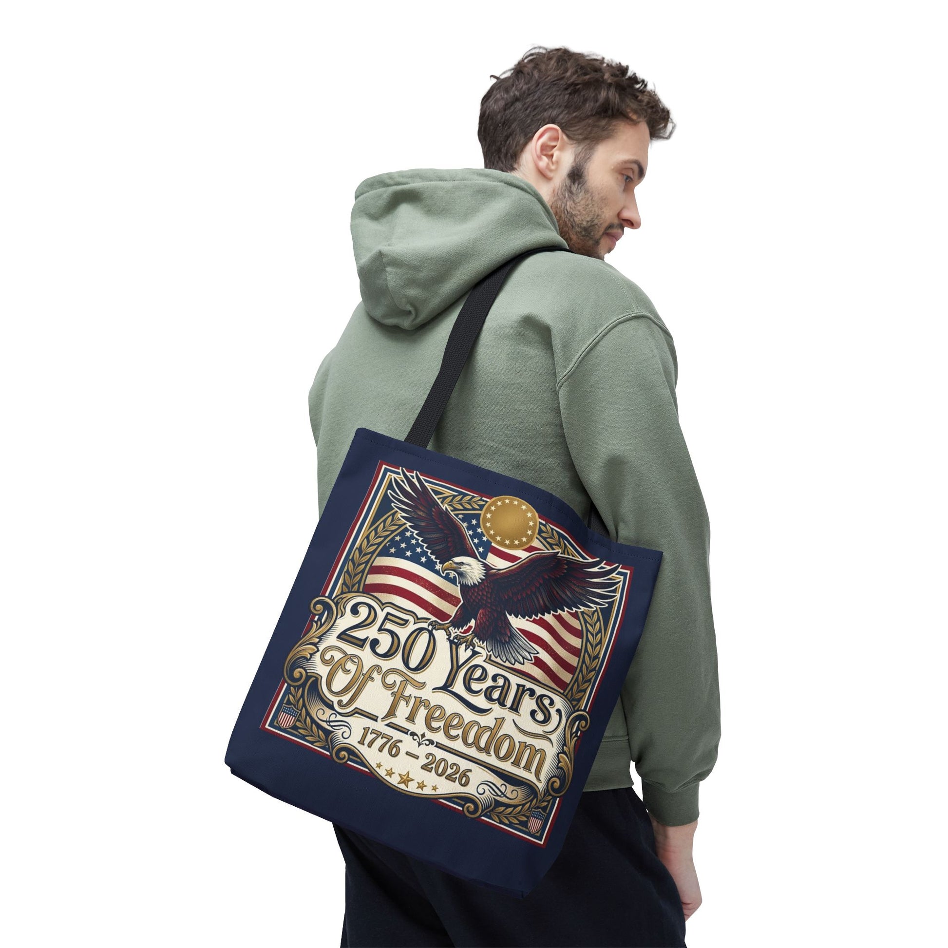 250 Years of Freedom Tote Bag — USA 250th ANNIVERSARY Eagle American Flag Tote Bag - Trending Novelties & Gifts
