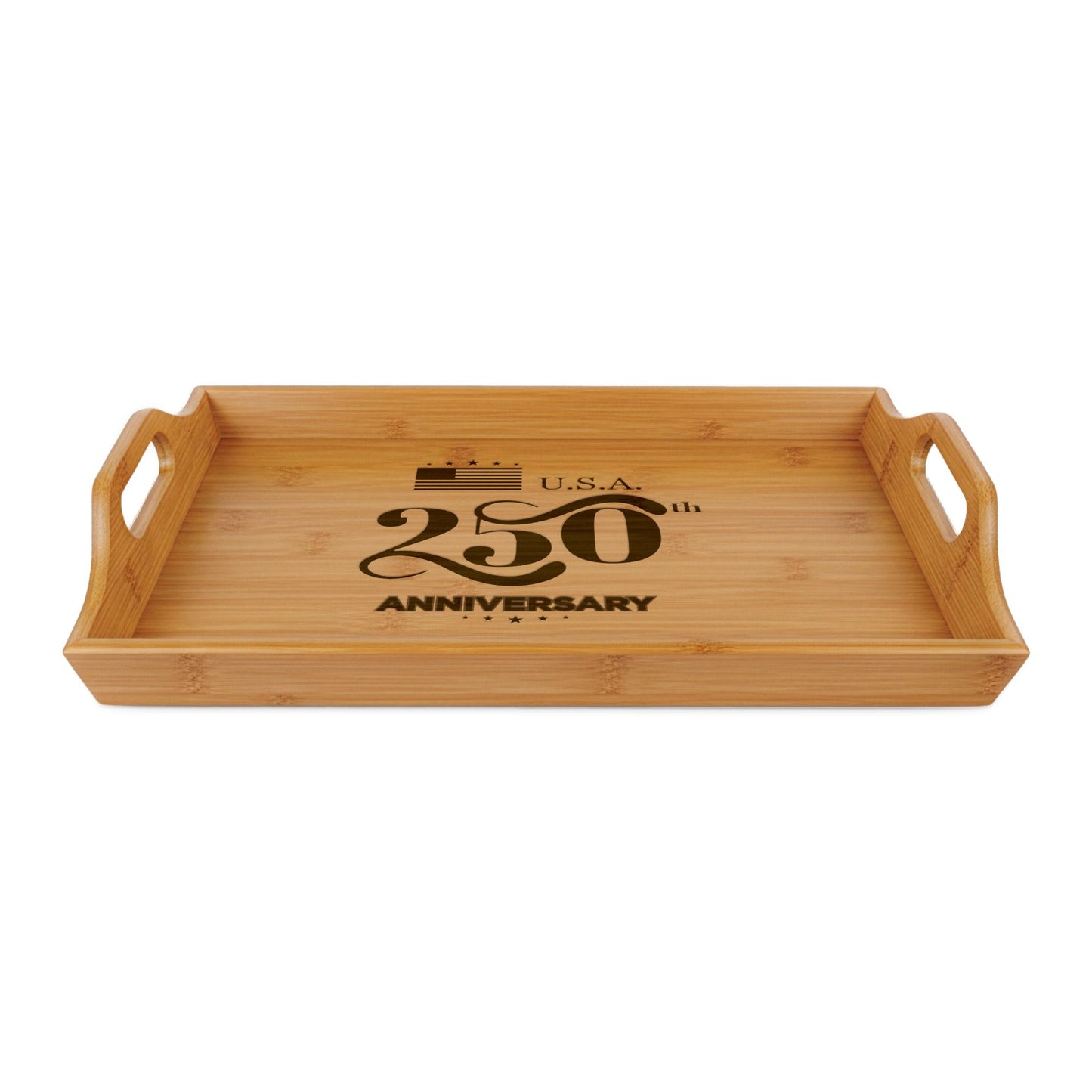 USA 250th ANNIVERSARY Bamboo Serving Tray — Engraved Patriotic Celebration Tray - Trending Novelties & Gifts