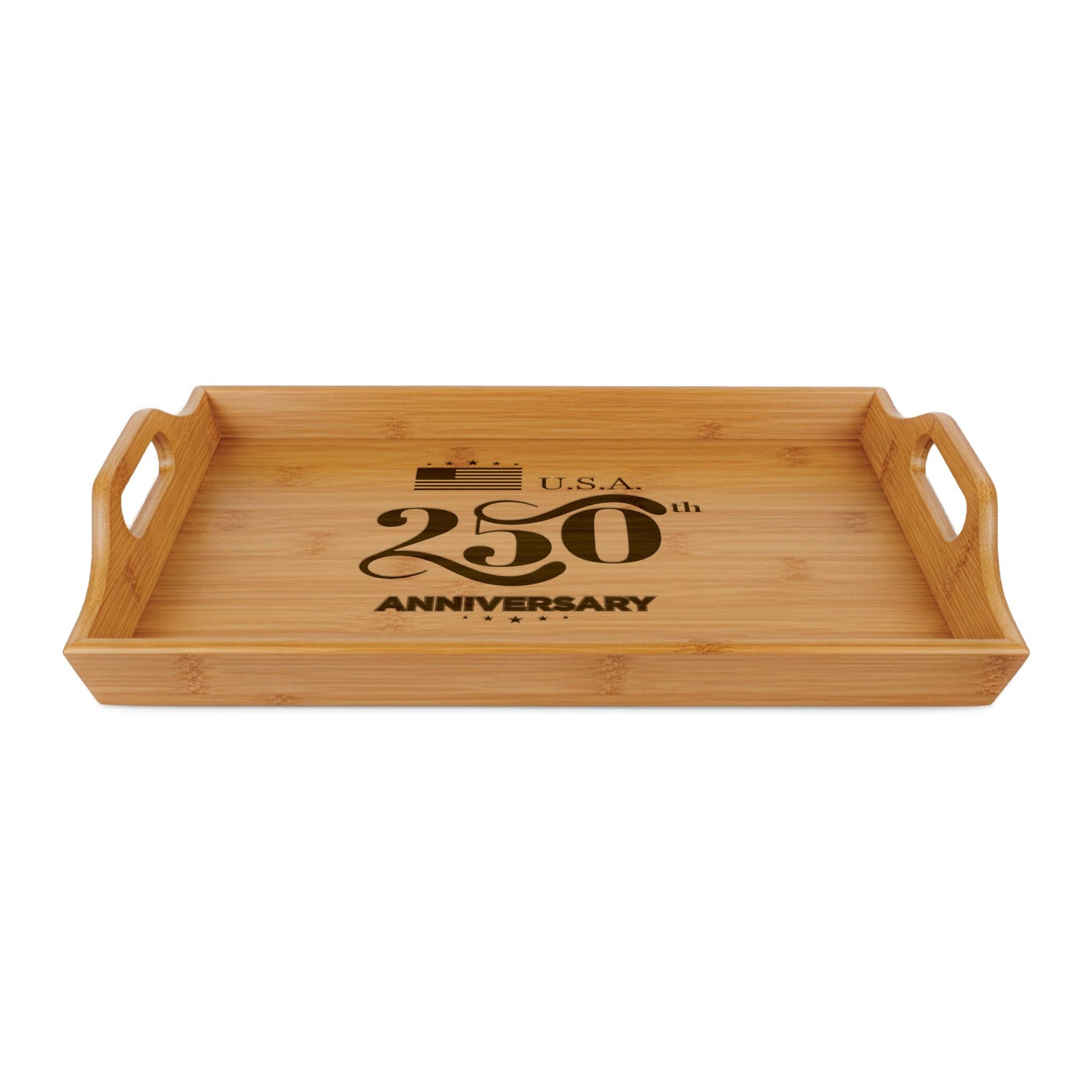 USA 250th ANNIVERSARY Bamboo Serving Tray — Engraved Patriotic Celebration Tray - Trending Novelties & Gifts