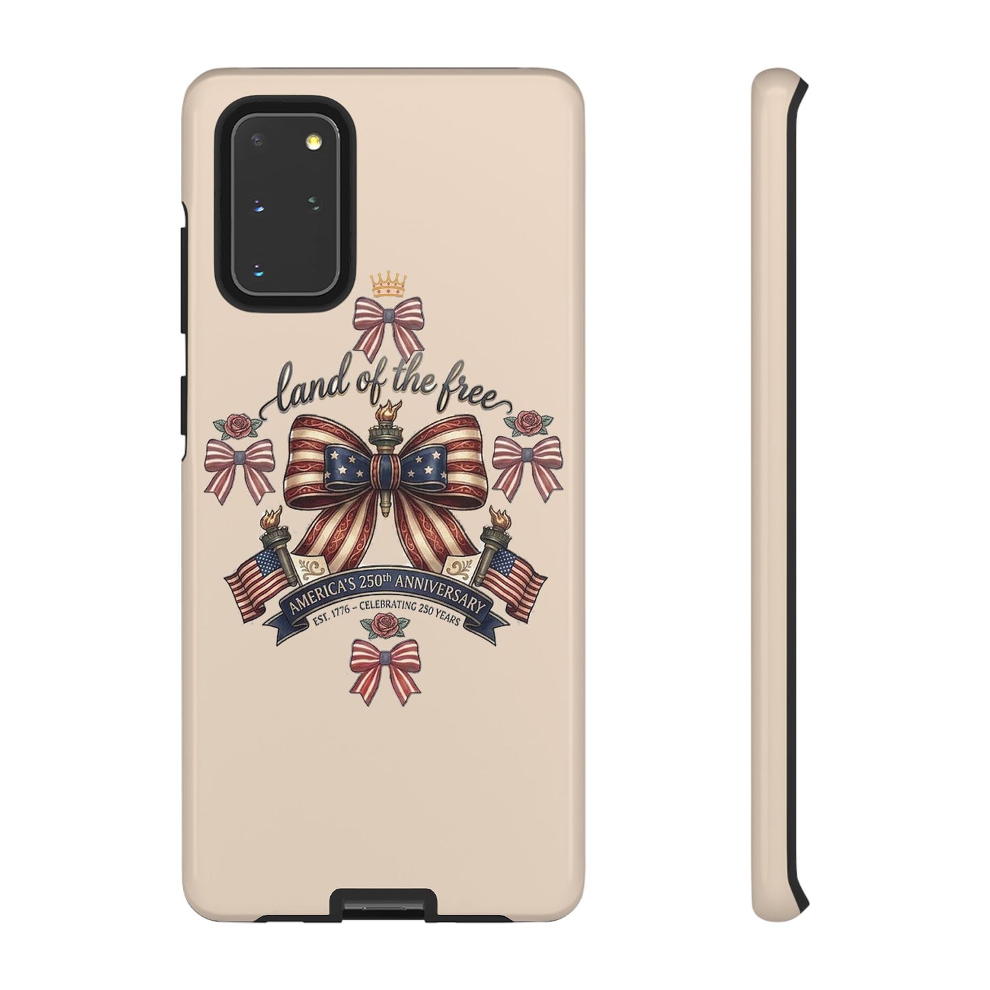 USA 250th ANNIVERSARY "Land of the Free" Tough Phone Case – USA Flag Bow Phone Cover - Trending Novelties & Gifts