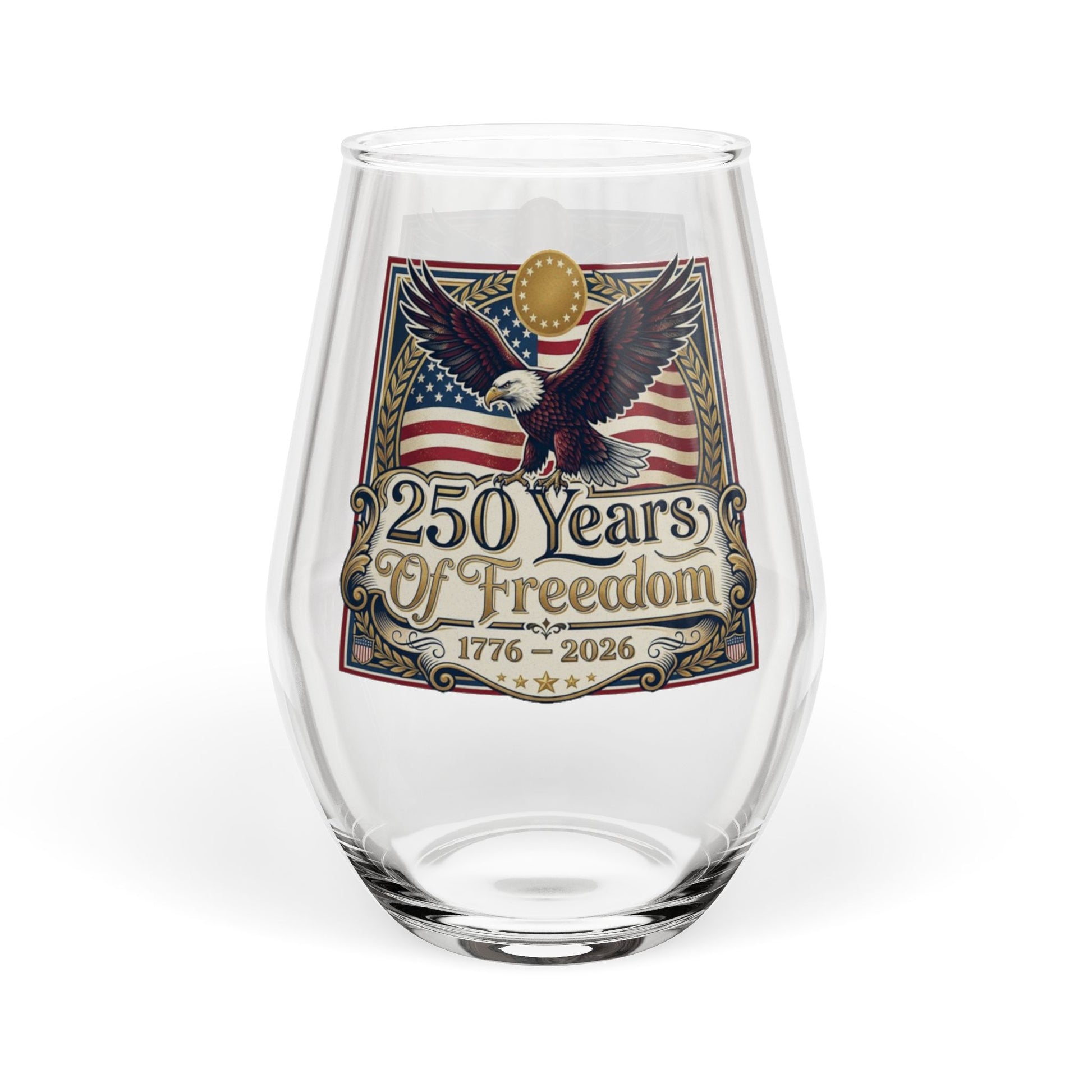 America 250 Years of Freedom Stemless Wine Glass – USA 250th ANNIVERSARY Celebratory Wine Glass - Trending Novelties & Gifts