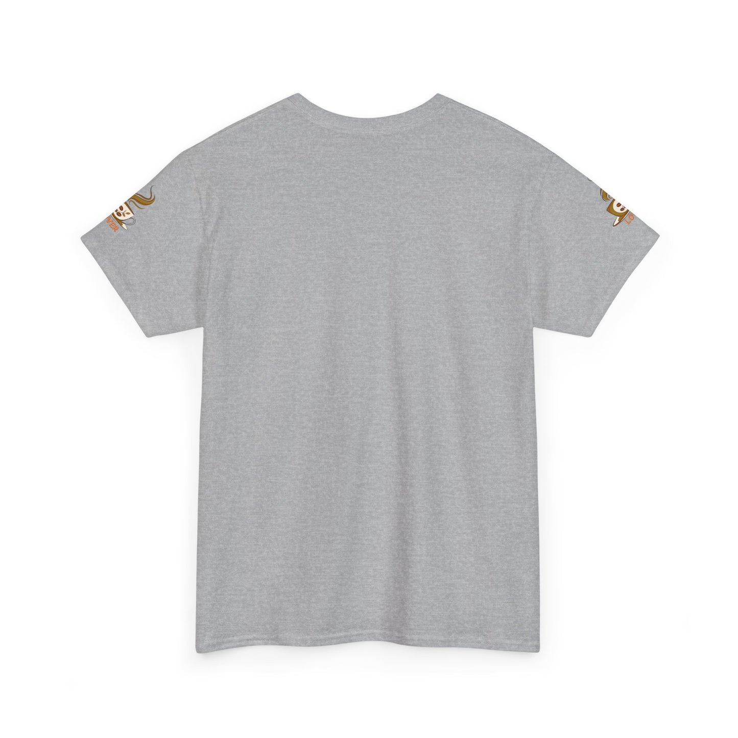 COFFEE LOVERS Cotton Tee - Coffee Makes Everything Better, Gray t-shirt with gold accents on a white background