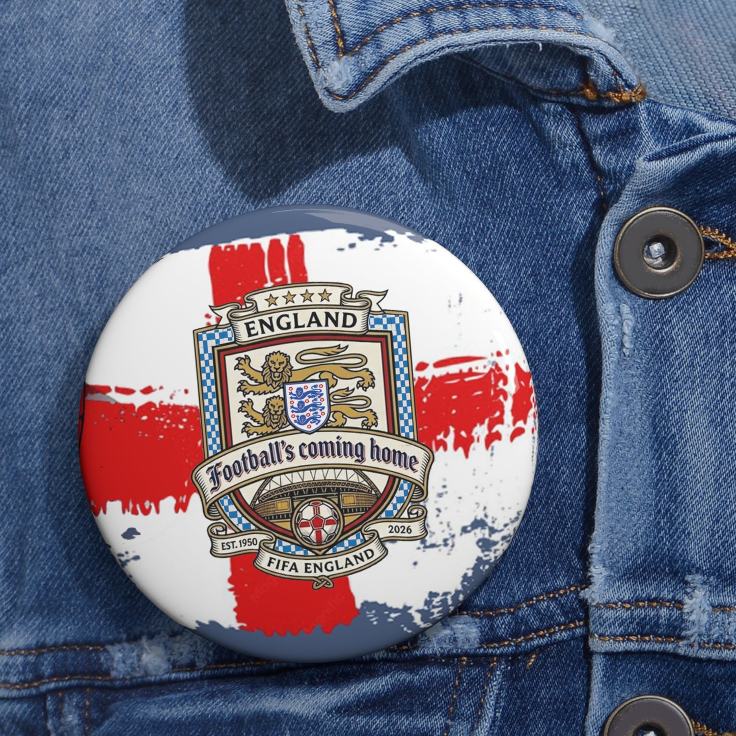 England Football Crest Pin Button — St. George’s Cross Soccer Badge