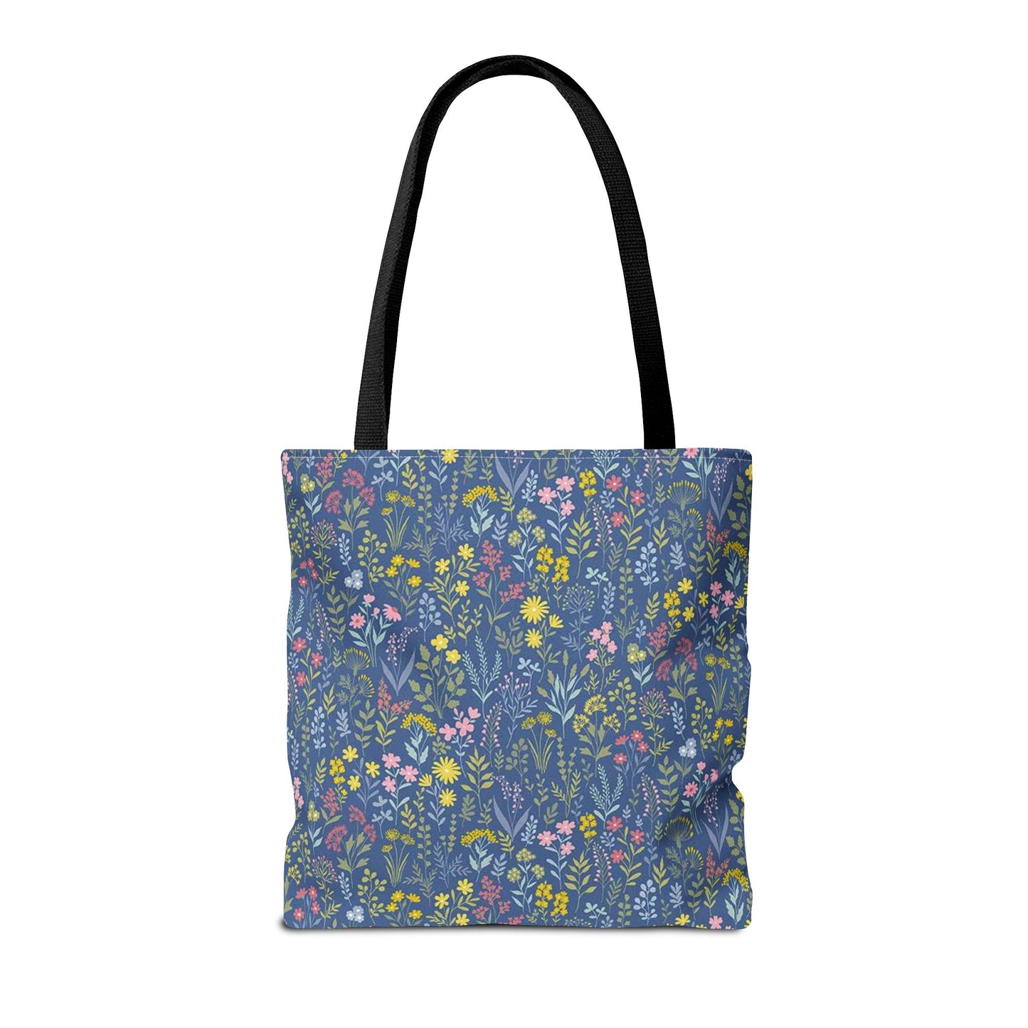 Wildflower Meadow Tote Bag — Blue Floral All-Over Print Eco Tote (summer)