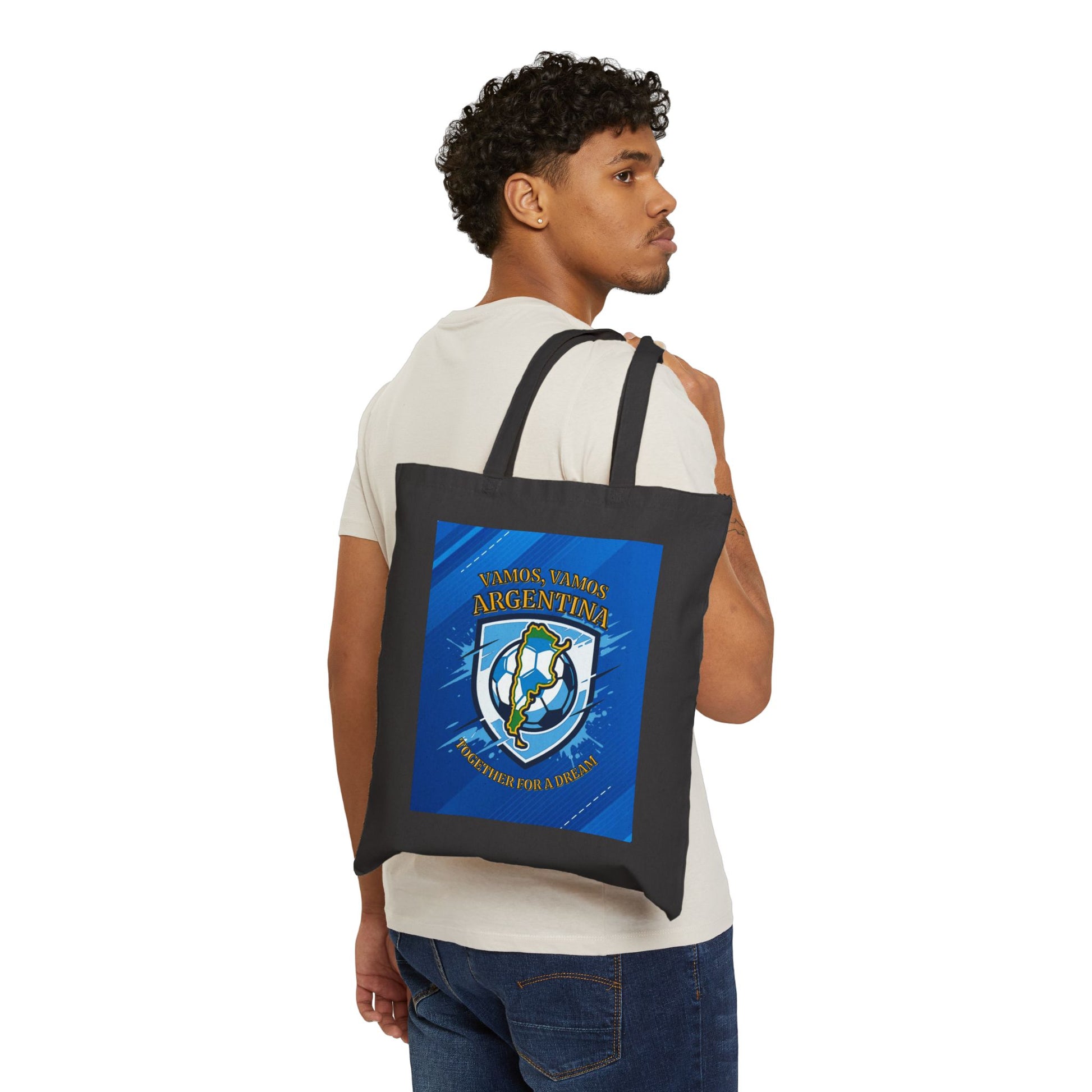 Argentina Soccer Tote Bag – 'Vamos, Vamos Argentina' Canvas Grocery & Game Day Tote - Trending Novelties & Gifts