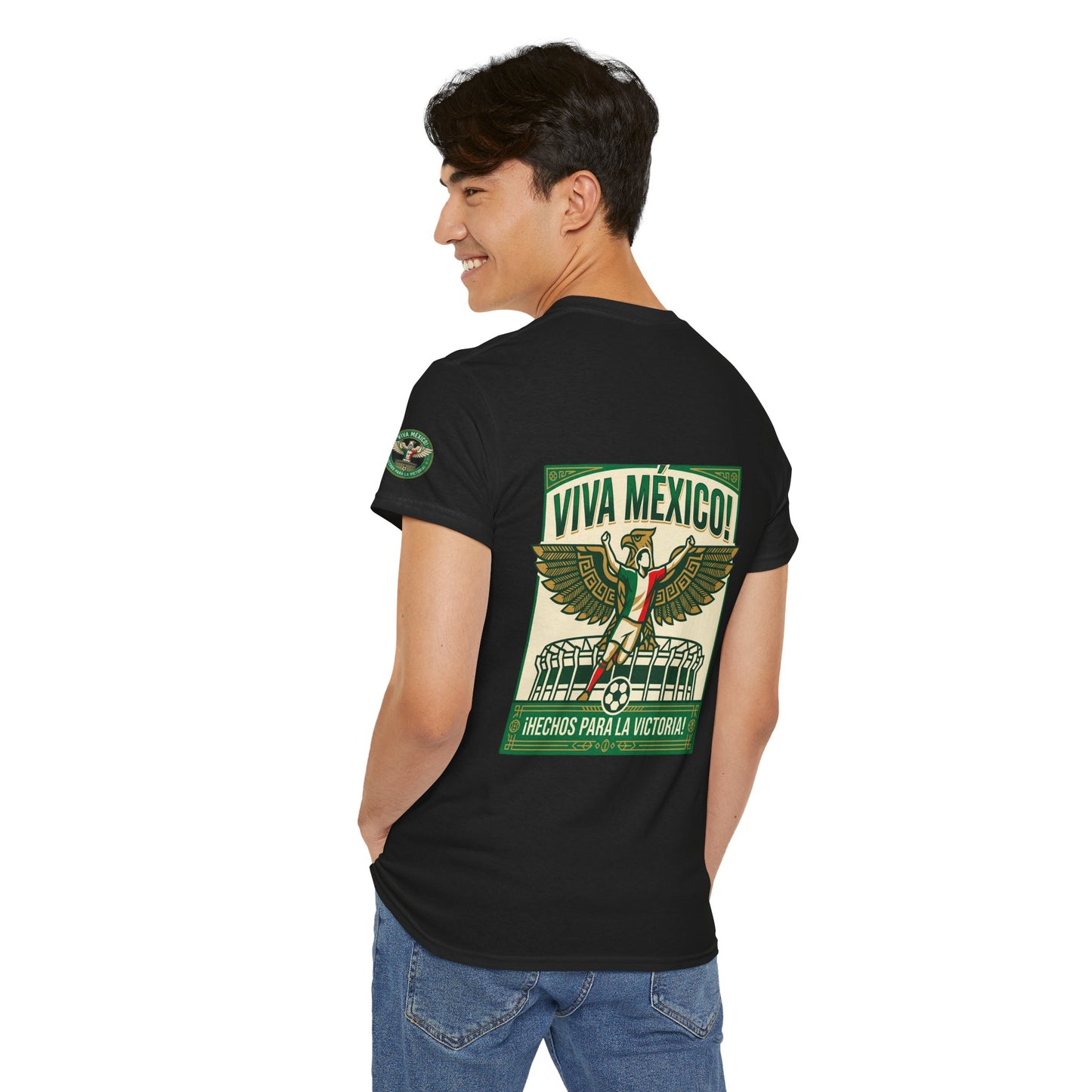 Viva México Soccer Tee — Patriotic Mexican Eagle Design (Hechos Para la Victoria)