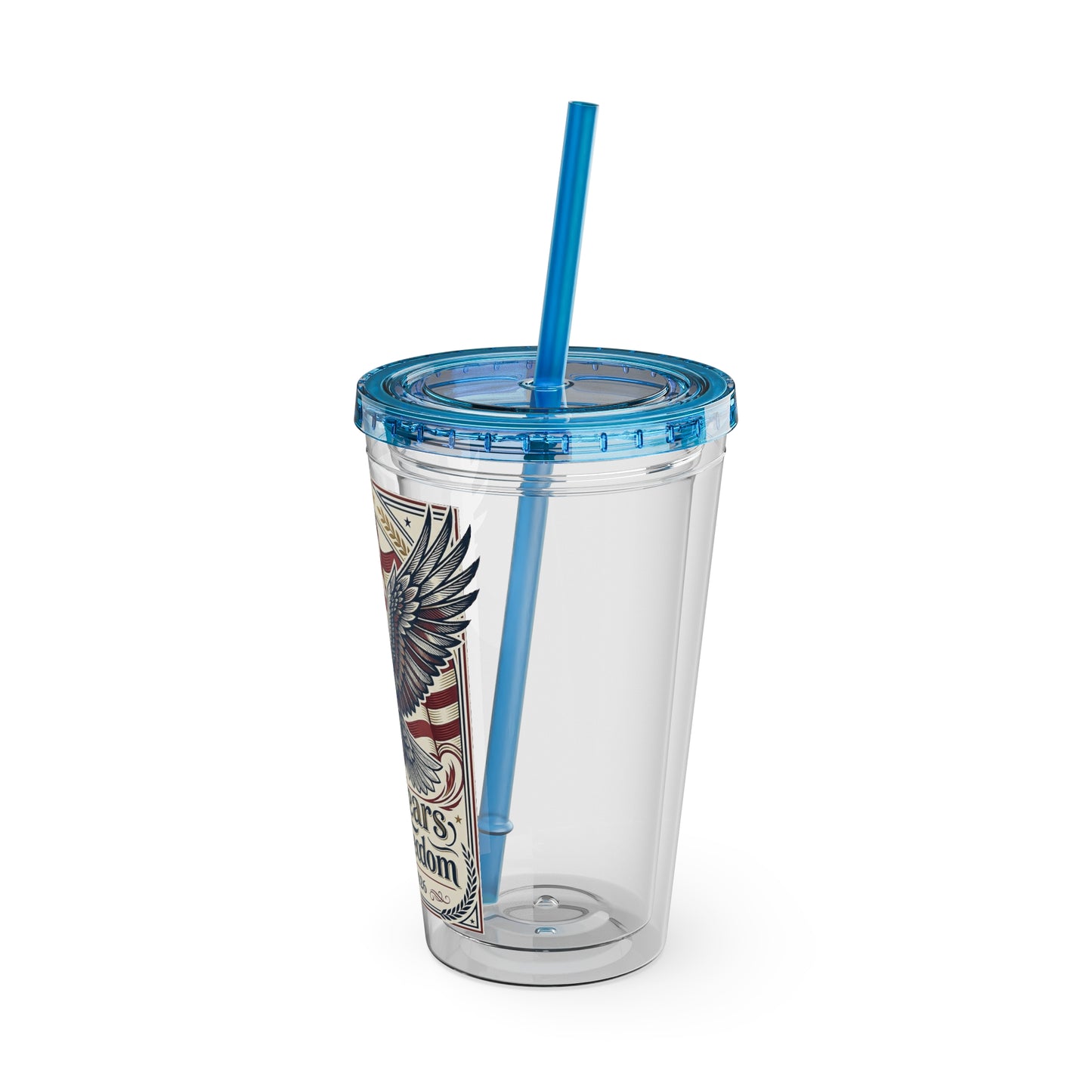 USA 250th ANNIVERSARY - Patriotic Eagle Tumbler 16oz – "250 Years of Freedom" USA Flag Straw Cup - Trending Novelties & Gifts