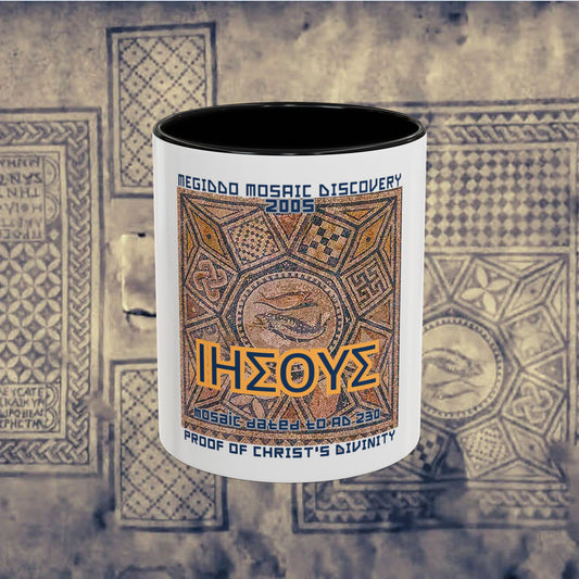 Megiddo Mosaic Accent Coffee Mug, Unique Gift for Christ’s Divinity,  Coffee Lover's Gift, Mosaic Art Mug.MMD