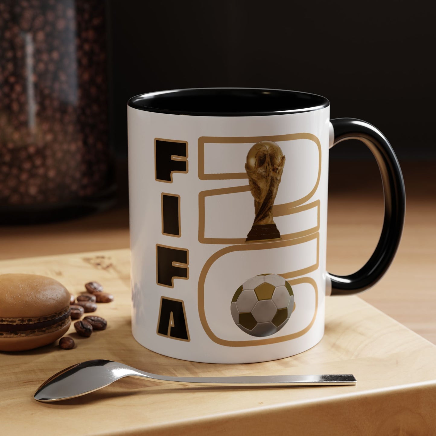 FIFA World Cup '26 Coffee Mug — Soccer Trophy & Ball Graphic 11/15oz