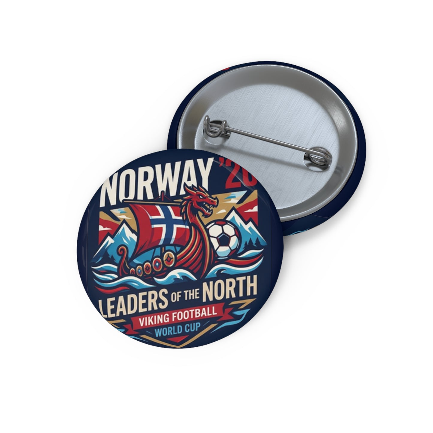 Norway Viking Football Pin Button — "Leaders of the North" Soccer Badge