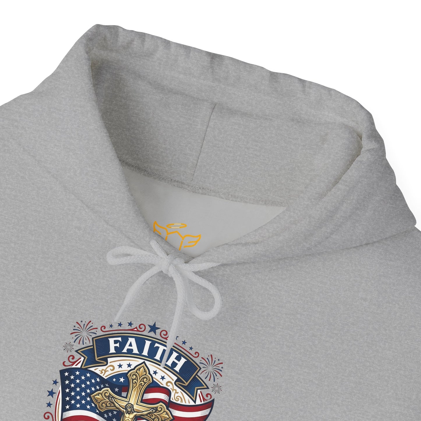 Catholic Faith, Family & Freedom Hoodie - Patriotic American Flag Cross Pullover (USA 250th)