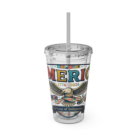 America 250 Years Eagle Tumbler with Straw |  USA 250th ANNIVERSARY Commemorative Drink Cup - Trending Novelties & Gifts