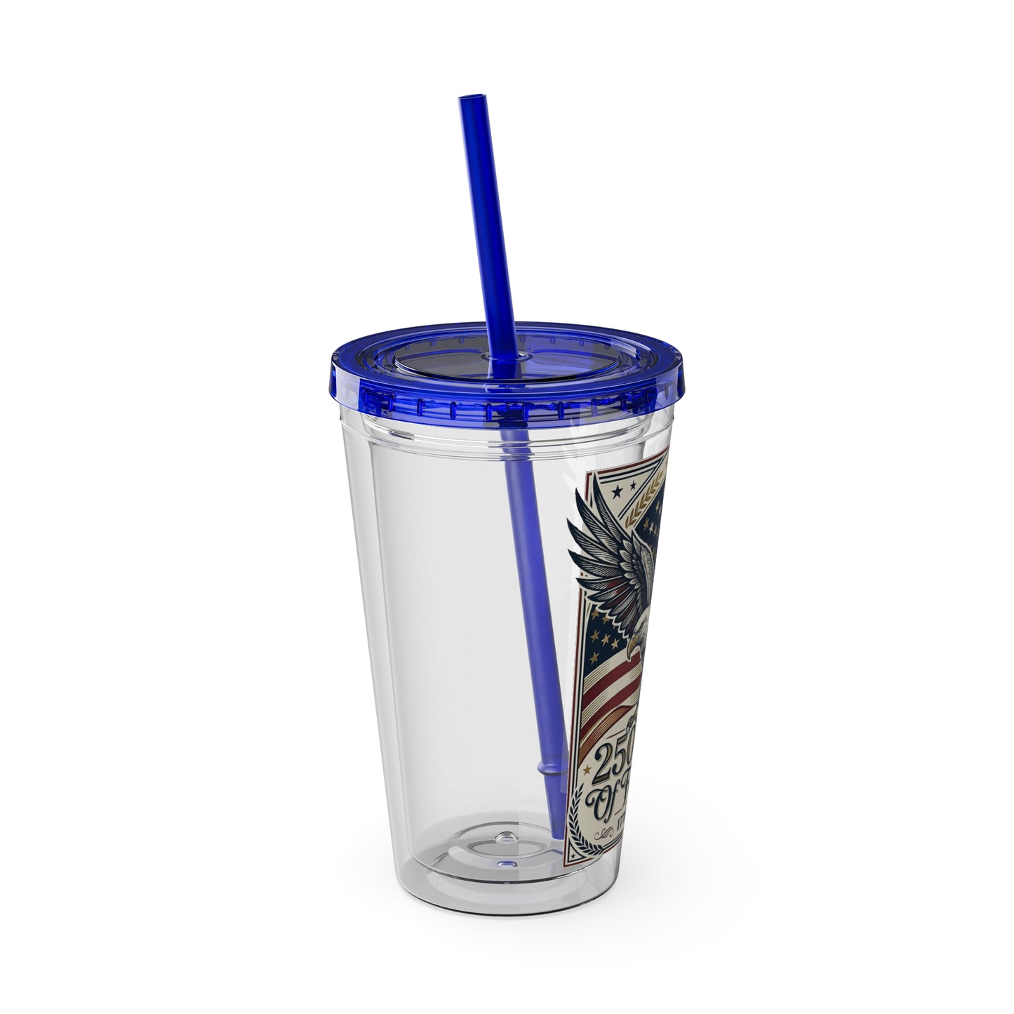 USA 250th ANNIVERSARY - Patriotic Eagle Tumbler 16oz – "250 Years of Freedom" USA Flag Straw Cup - Trending Novelties & Gifts