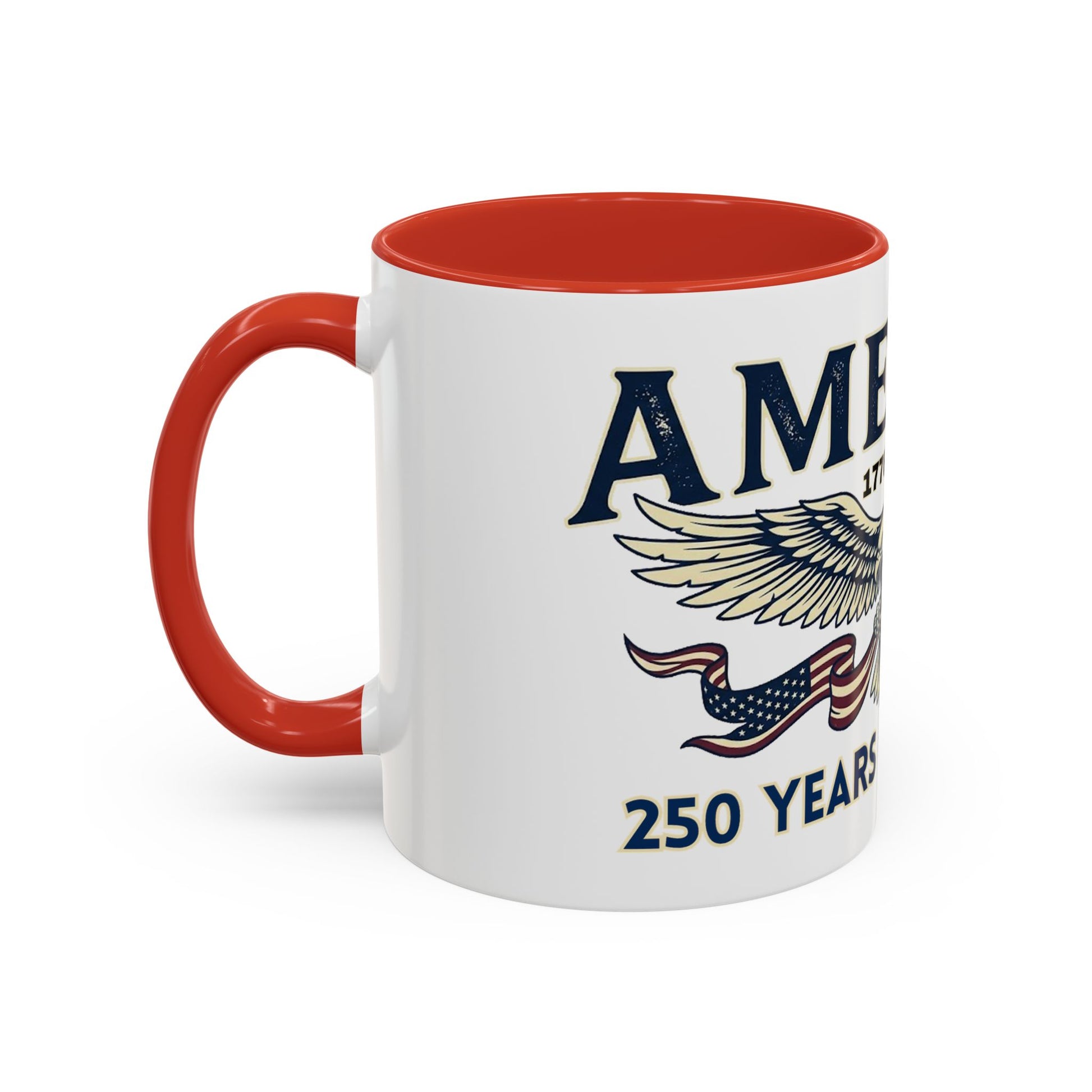 USA 250th ANNIVERSARY Accent Mug  | America  Eagle Coffee Mug — 250 Years of Freedom Accent Mug (11/15oz) - Trending Novelties & Gifts