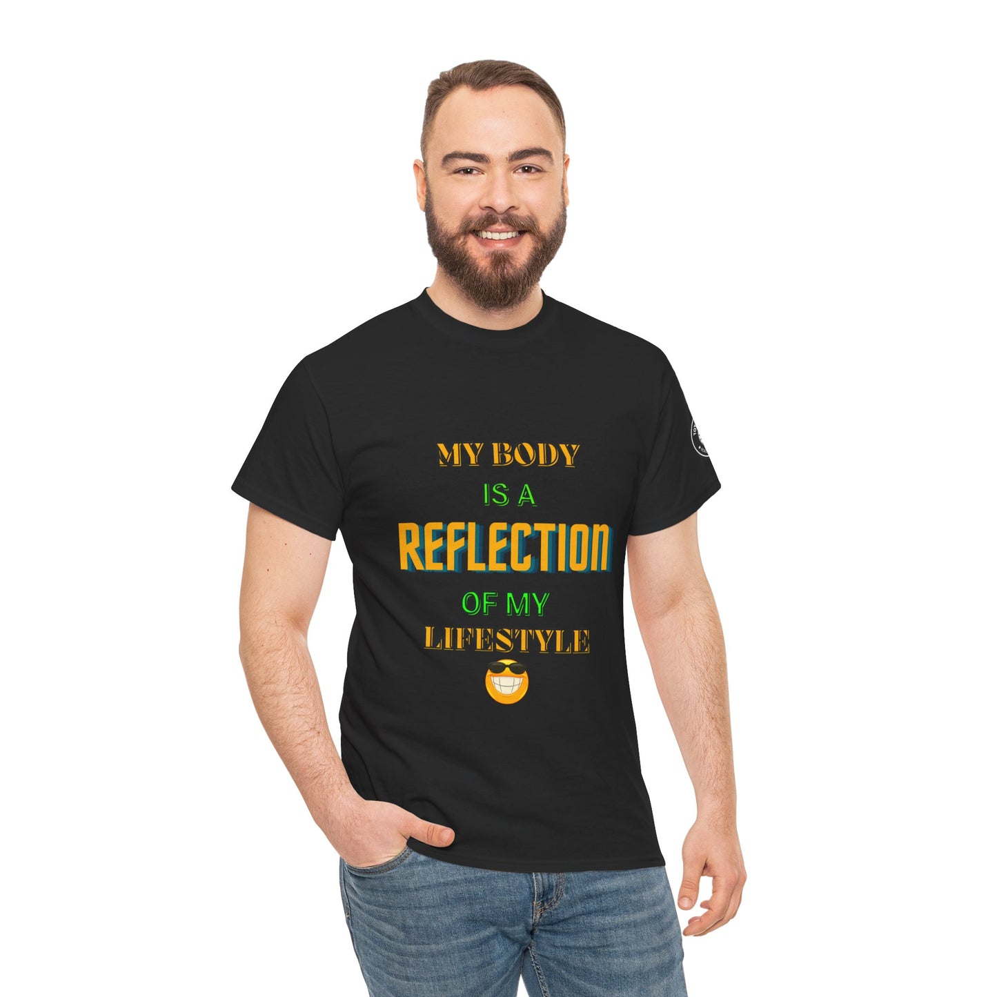 Fitness Quotes Cotton T-shirt (7): 'My body is a reflection of my lifestyle'. FQT