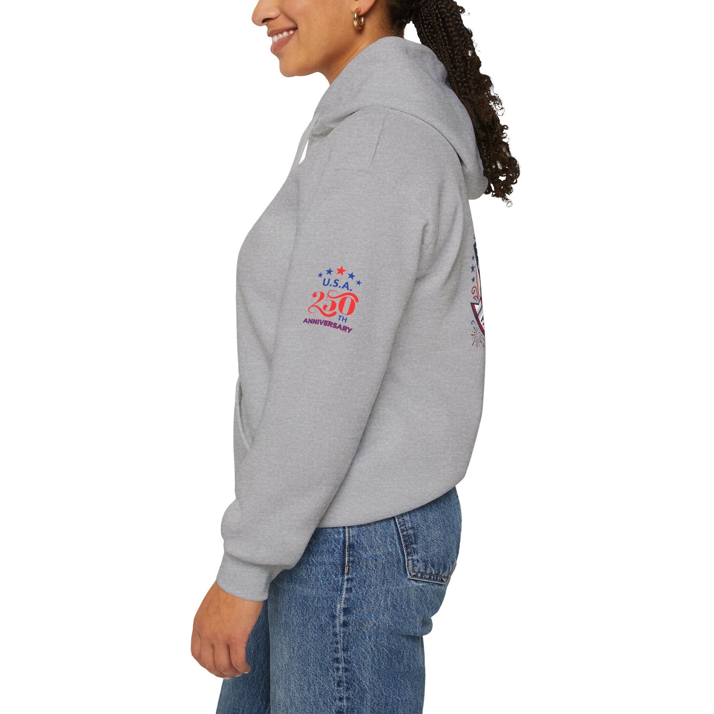 Faith, Family & Freedom Hoodie — Patriotic Cross American Flag Sweatshirt (USA 250th)