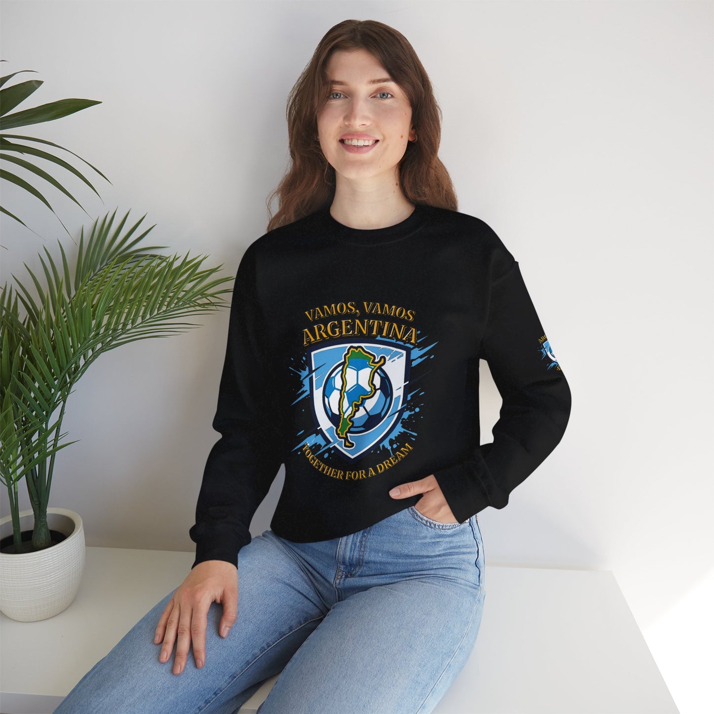 Argentina Soccer Crewneck Sweatshirt – "Vamos, Vamos Argentina" Football Fan Pullover - Trending Novelties & Gifts