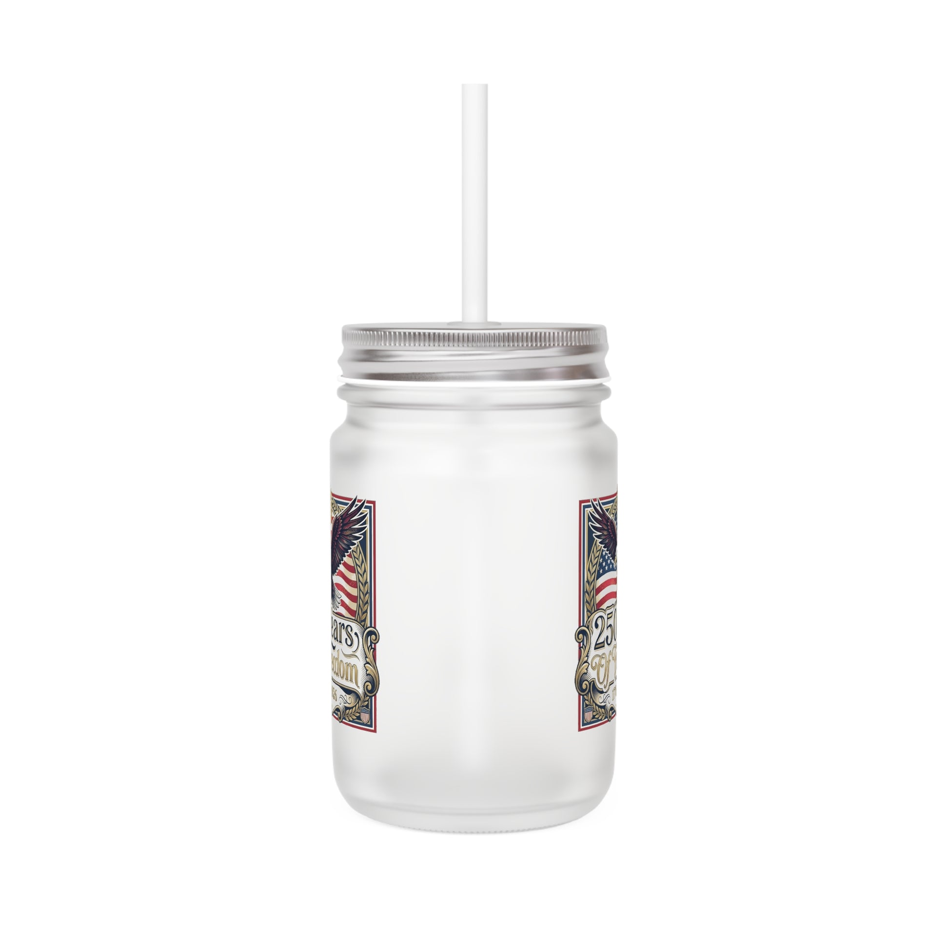 USA 250th ANNIVERSARY Mason Jar - 250 Years of Freedom Patriotic Eagle Mason Jar Tumbler - Trending Novelties & Gifts