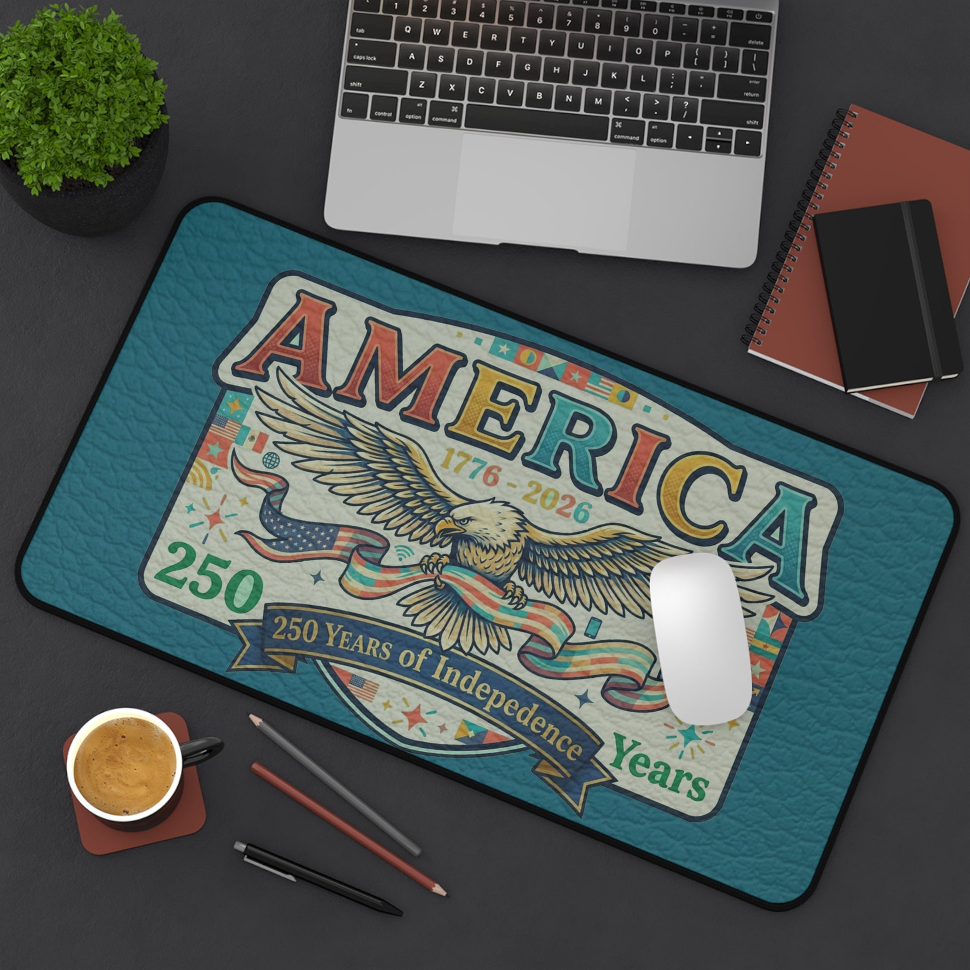 USA 250th ANNIVERSARY Desk Mat | America 250 Years Anniversary Vintage Patriotic Eagle - Trending Novelties & Gifts