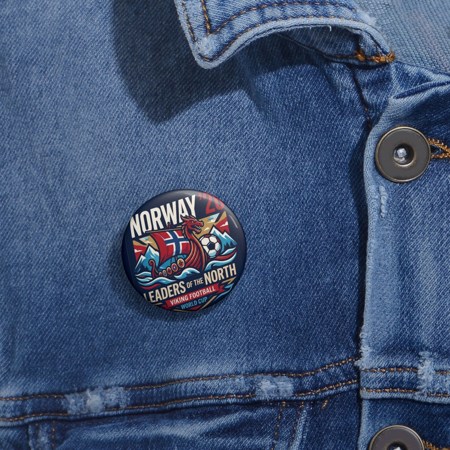 Norway Viking Football Pin Button — "Leaders of the North" Soccer Badge
