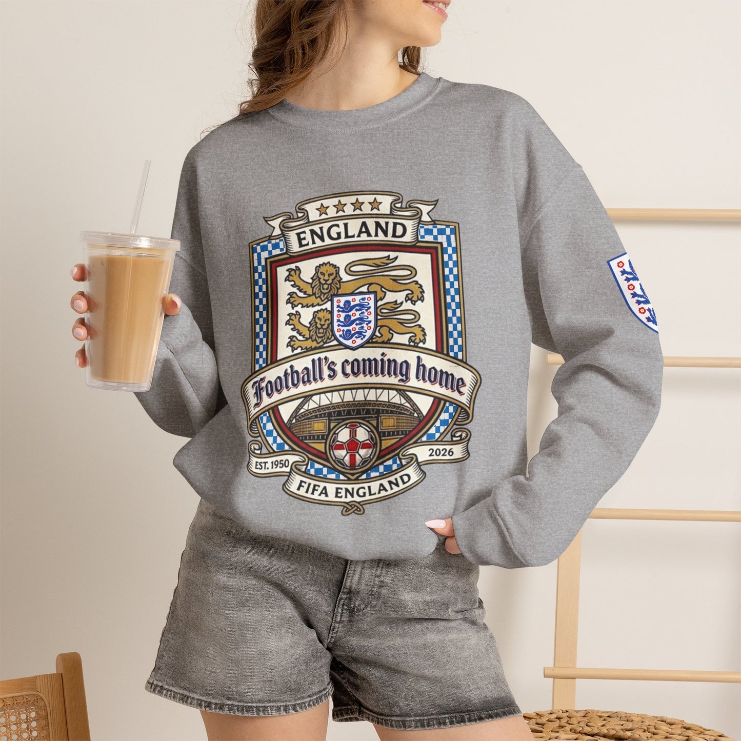 England's Soccer Fans' Crewneck Sweatshirt - "Football's Coming Home"
