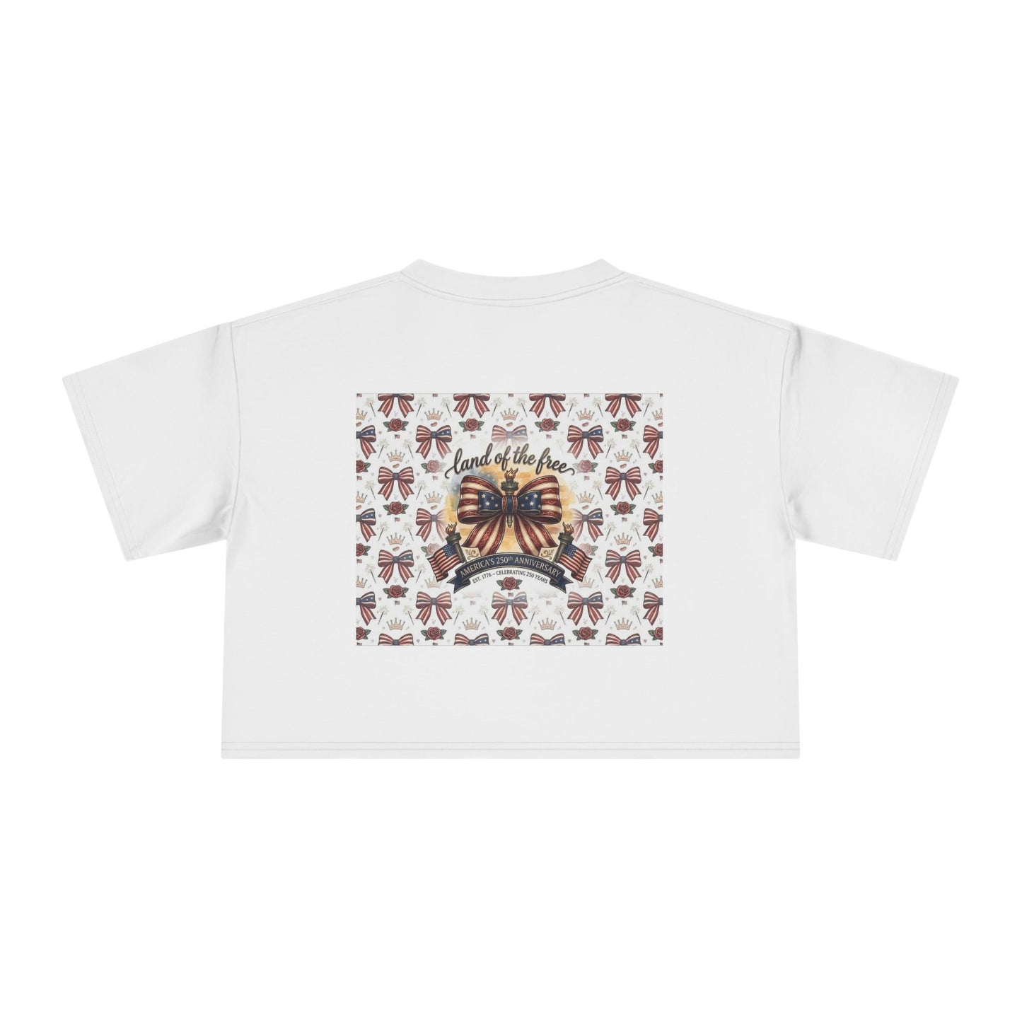 USA 250th ANNIVERSARY Women’s Crop Tee — Patriotic "Land of the Free" Women’s Crop Tee - Trending Novelties & Gifts