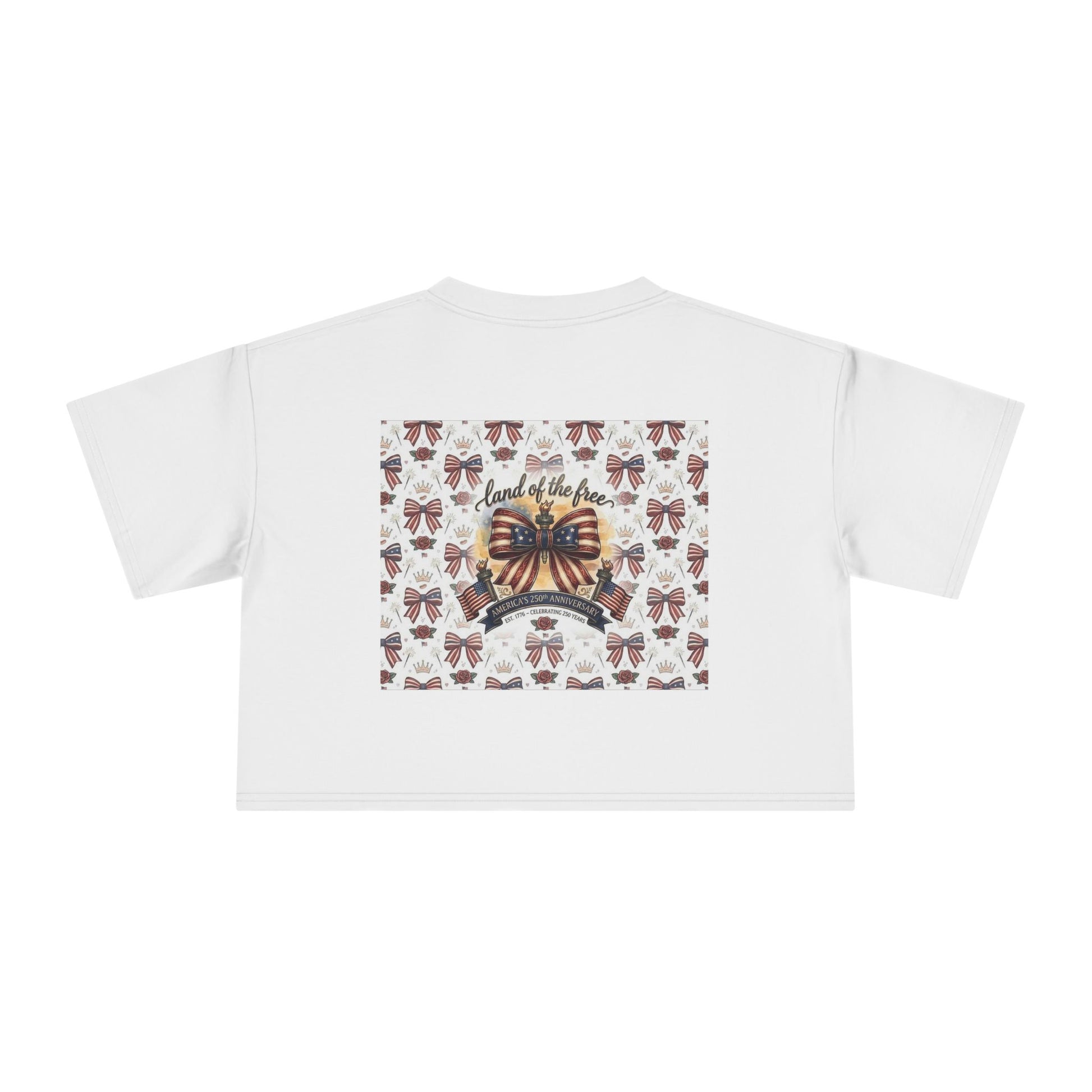 USA 250th ANNIVERSARY Women’s Crop Tee — Patriotic "Land of the Free" Women’s Crop Tee - Trending Novelties & Gifts
